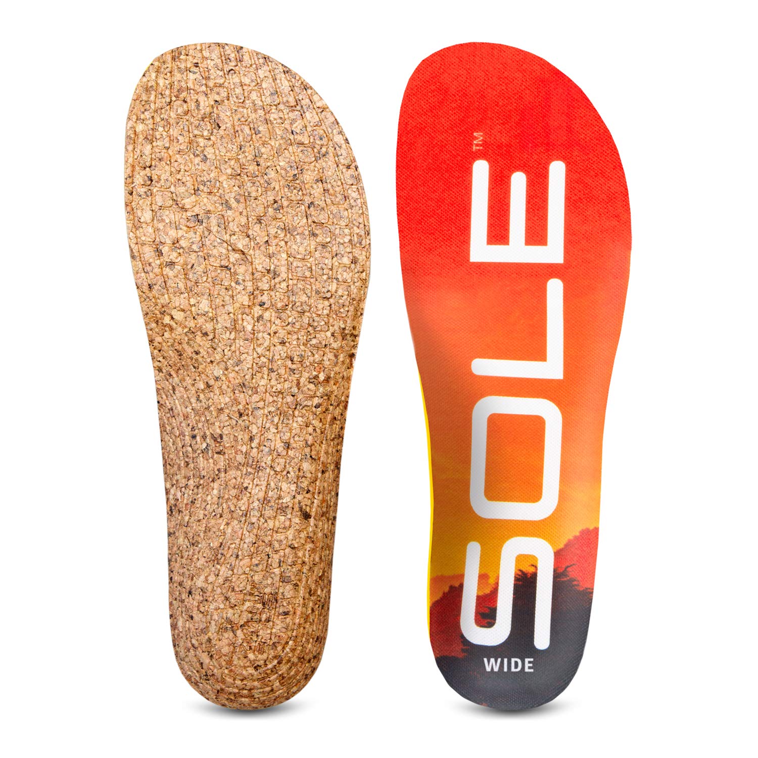 SOLE Performance Medium Wide Cork Shoe Insoles for Men & Women - Arch Support Orthotic Inserts for Running, Walking & Work - Men's Size 6/Women's Size 8 - All-Day Comfort & Pain Relief