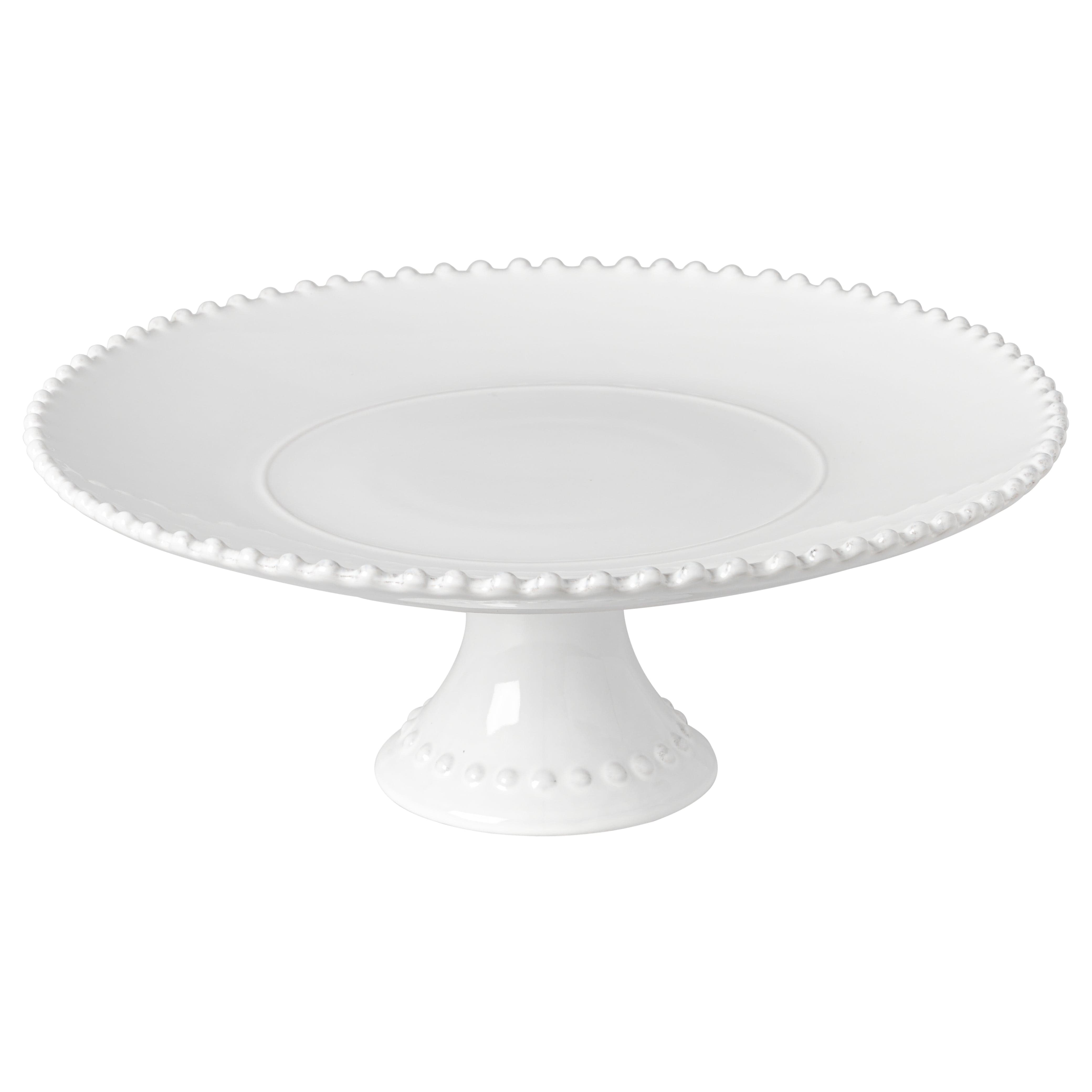 Casafina Pearl 13-Inch Footed Ceramic Cake Stand - Elegant Dessert Display for Weddings, Birthdays & Tea Parties