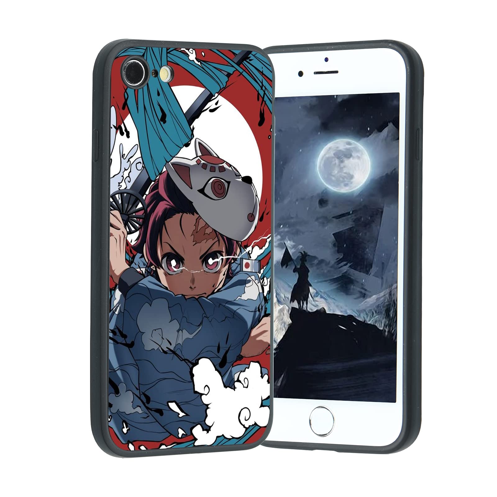 **Vivist Anime Demon Slayer iPhone SE 2020 Case - Tanjiro Nezuko Zenitsu Inosuke Kamado Soft Silicone Cover - Cute Manga Cartoon Design for Men & Women - Perfect for Fans, Cosplay & Daily Use**