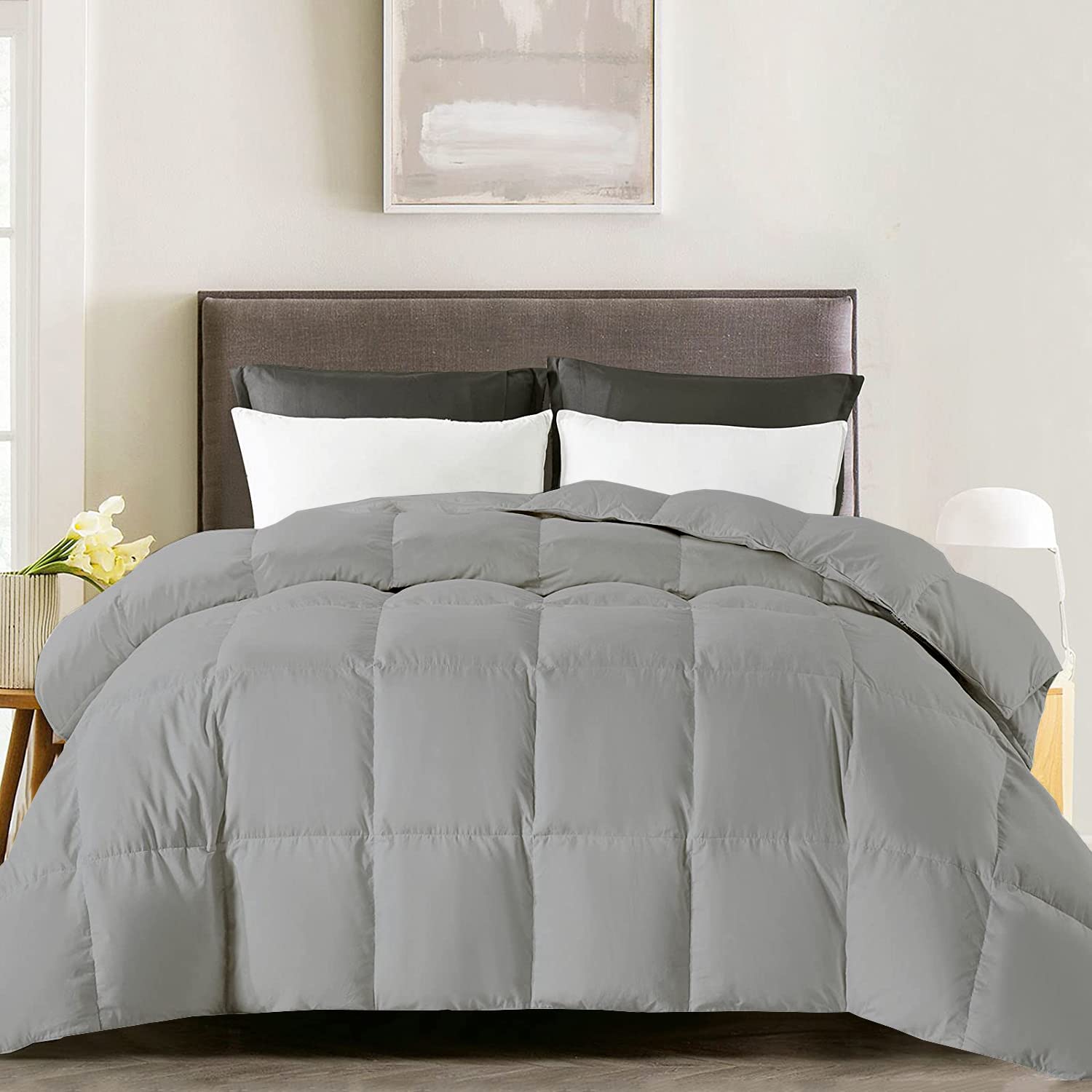 Happy at Home King Comforter Set 3-Piece All-Season Bedding - 1 Comforter & 2 Pillow Shams for King/Cal King Beds (90x104 Inches, Silver Grey) - Ultra Soft & Breathable for Year-Round Comfort - Perfect for Master Bedrooms, Guest Rooms & Cozy Retreats