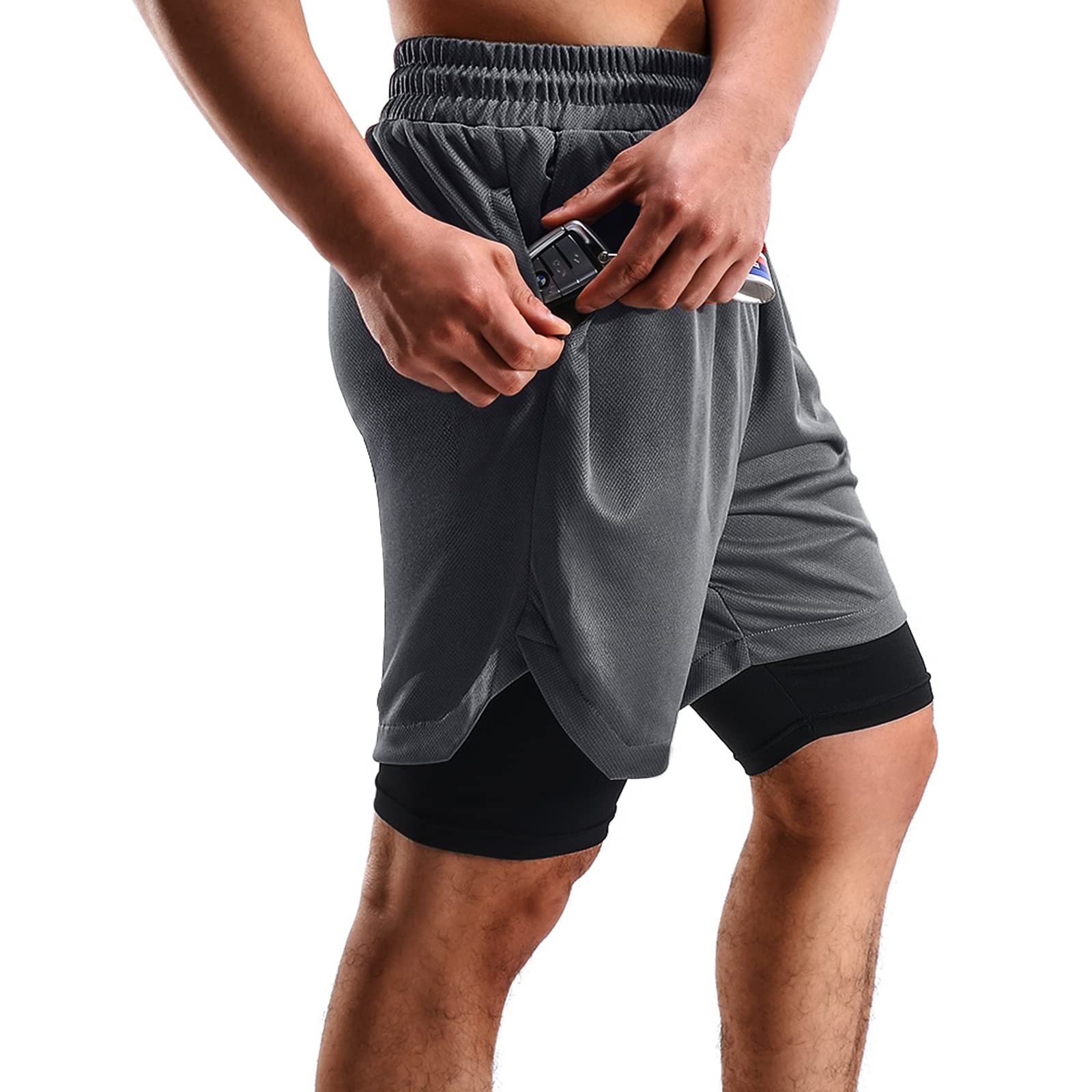2 in 1 Men's Gym Shorts 7 Inch with Pockets & Towel Loop - 2 Pack Quick Dry Running Shorts for Workout, Jogging & Casual Wear | Perfect for Gym, Sports & Outdoor Activities
