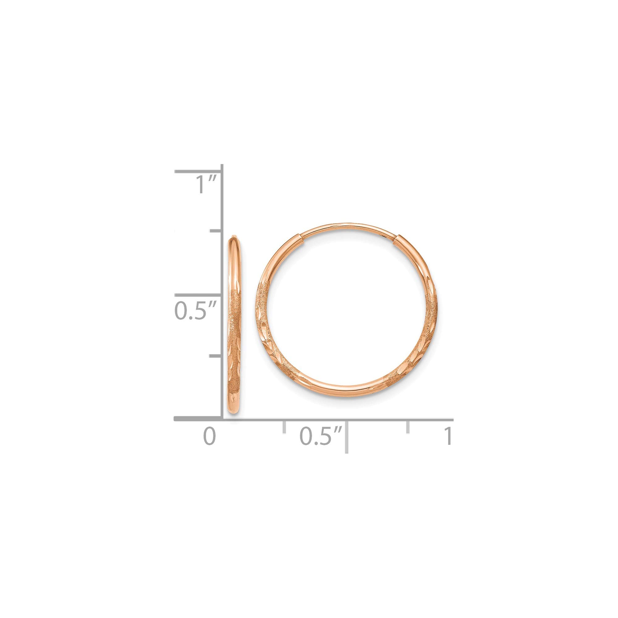 14K Rose Gold 1.25mm Diamond-Cut Endless Hoop Earrings for Women - Dainty Everyday Jewelry - Perfect for Work, Date Night & Gifts