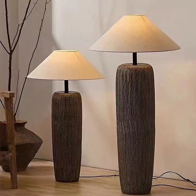 Modern LED Ceramic Cloth Zen Floor Lamp - Warm White Dimmable Standing Light for Living Room, Bedroom & Meditation Space - Perfect for Relaxation, Reading & Home Decor