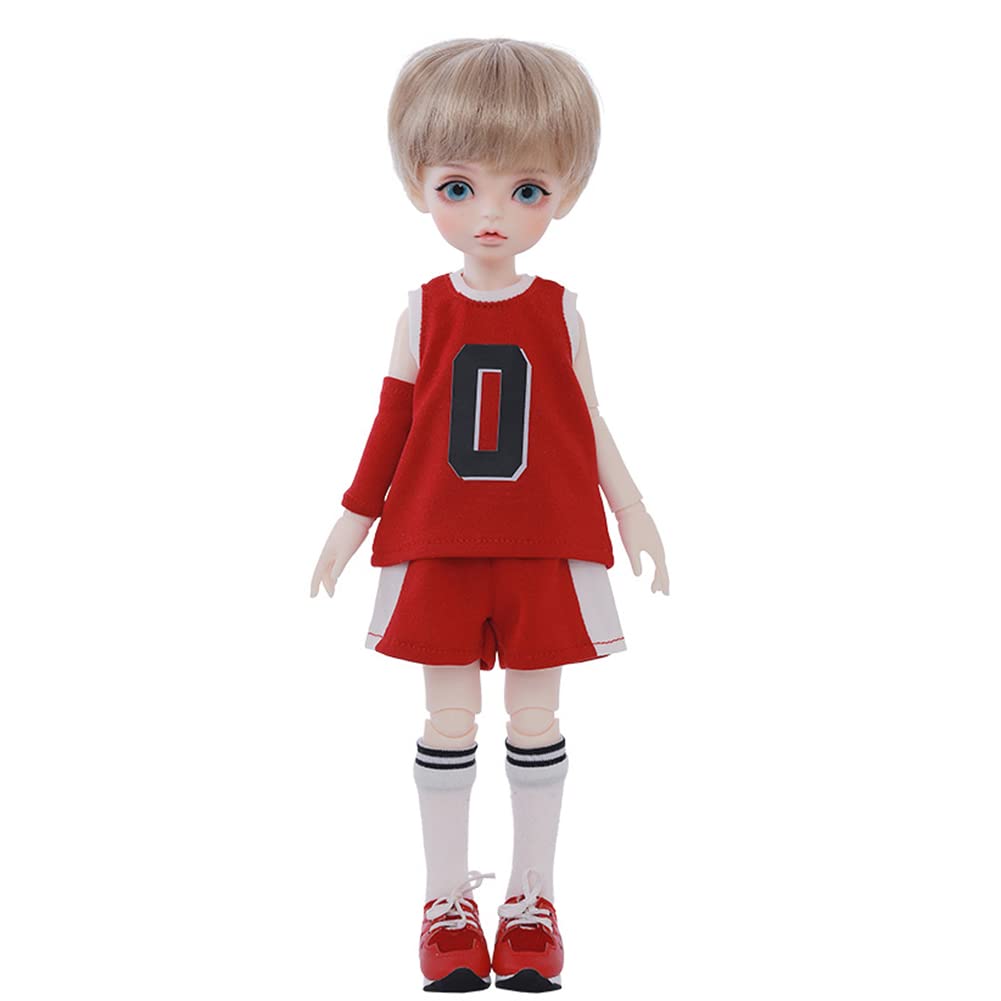 11.2 Inch 1/6 Scale BJD Doll - Sunshine Boy SD Resin Ball Jointed Doll with Basketball Outfit, Red Sneakers & Blonde Wig | DIY Collectible Doll for Boys | Perfect Gift for Anime Fans & Doll Collectors | Great for Cosplay, Photography & Display