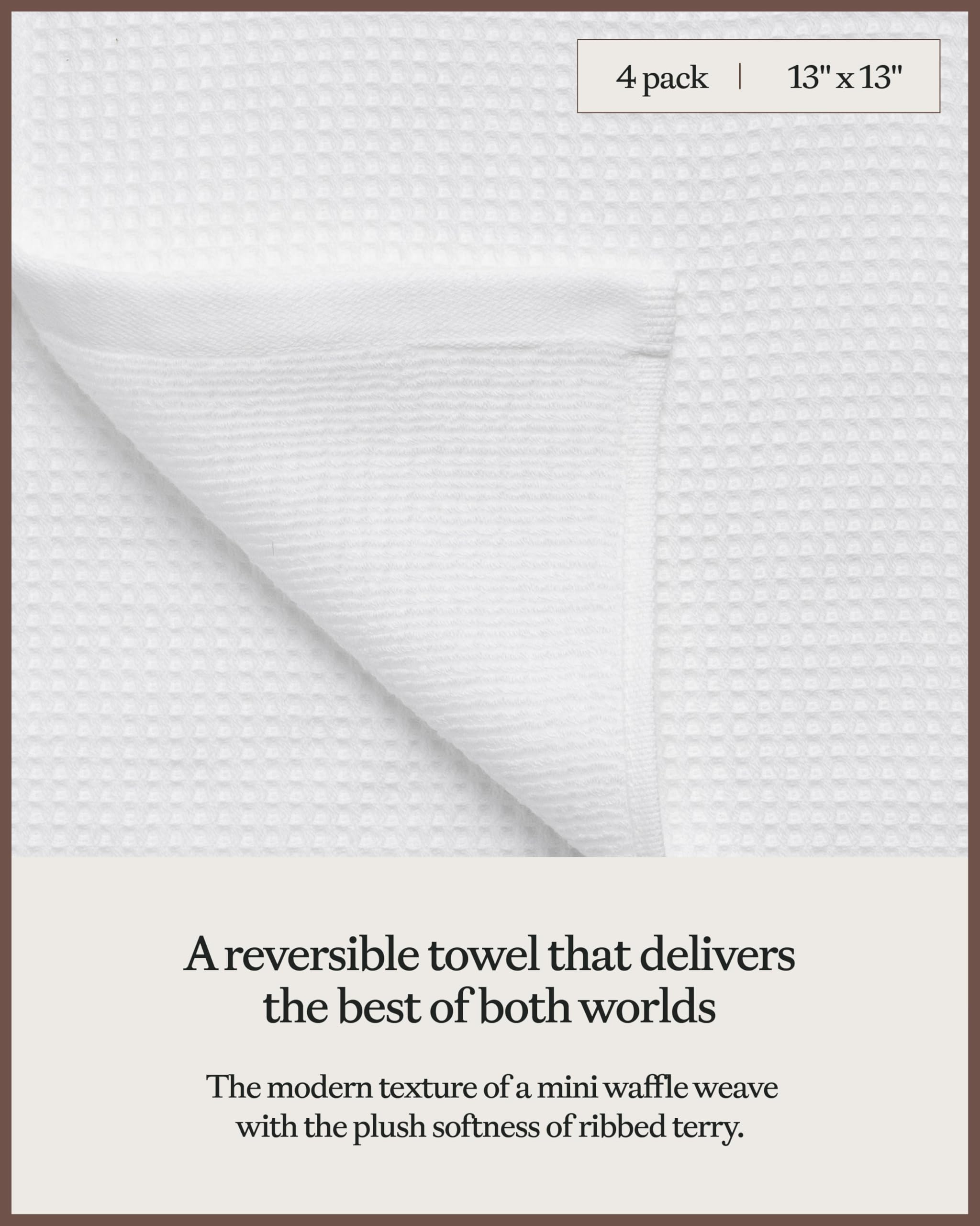 Cozy Earth White Waffle Terry Washcloths - Ultra Soft Cotton & Bamboo Viscose Blend, Plush & Highly Absorbent for Gentle Skin Care | Perfect for Bath, Spa & Baby Care