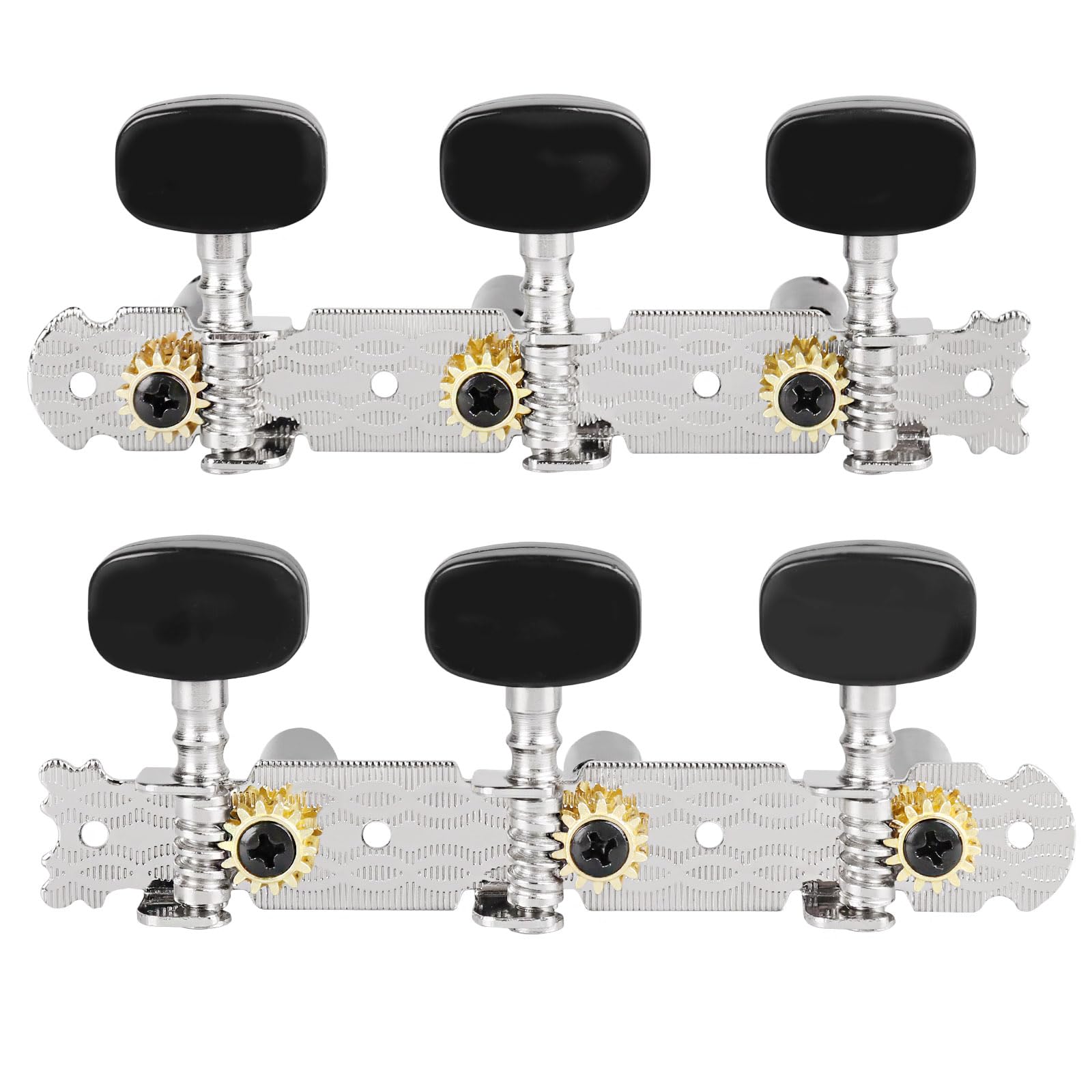 Mr.Power 6-String Classical Guitar Tuners with Screwdriver - Precision Tuning Pegs & Keys for Guitarists, Musicians & Music Lovers (Black Button) | Perfect for Acoustic Guitar Maintenance, Studio Recording & Live Performances
