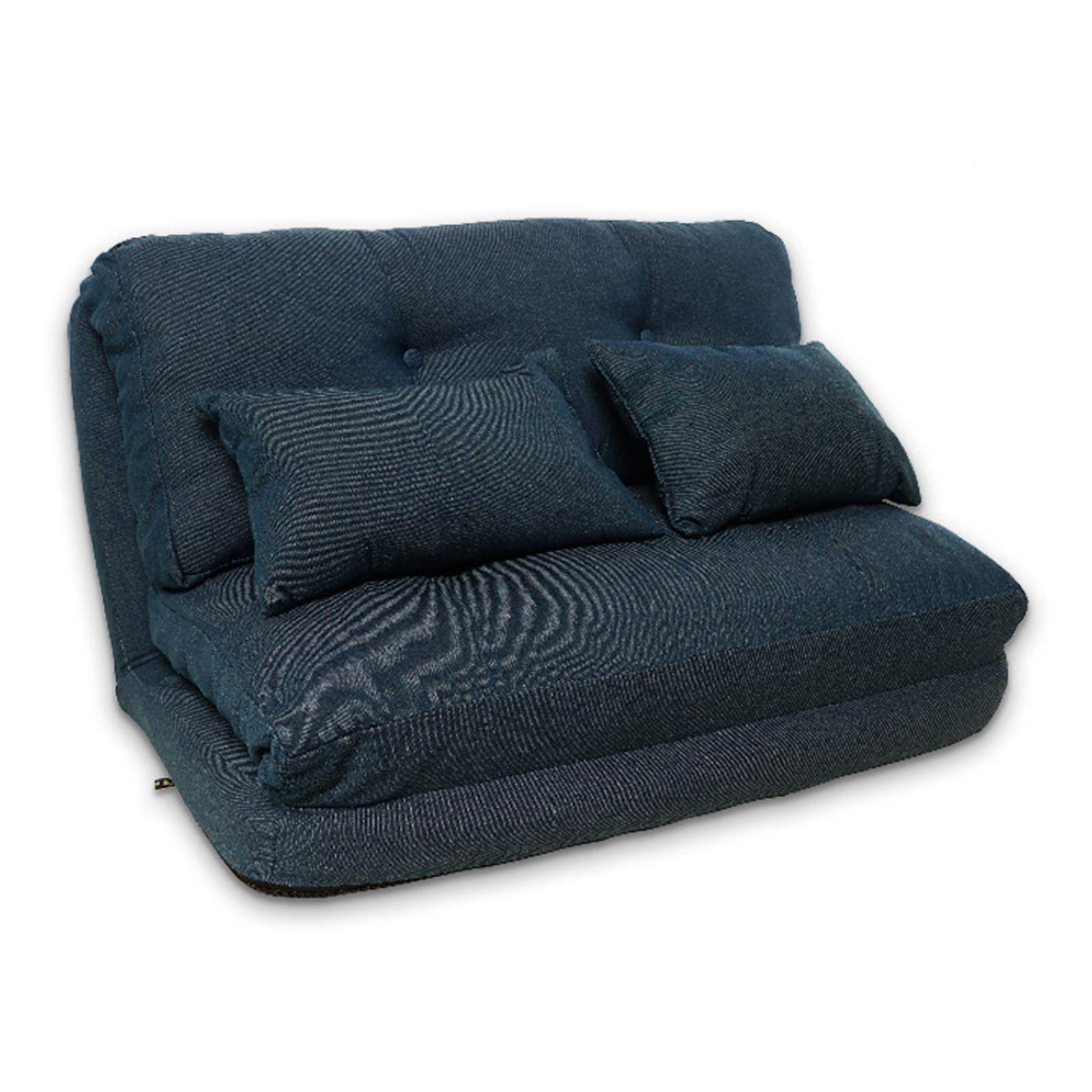 Adjustable Foldable Lazy Sofa Bed - Gaming Sofa Mattress Futon Couch with 2 Pillows, Blue | Portable Floor Sofa for Small Spaces, Living Room, Bedroom & Game Room
