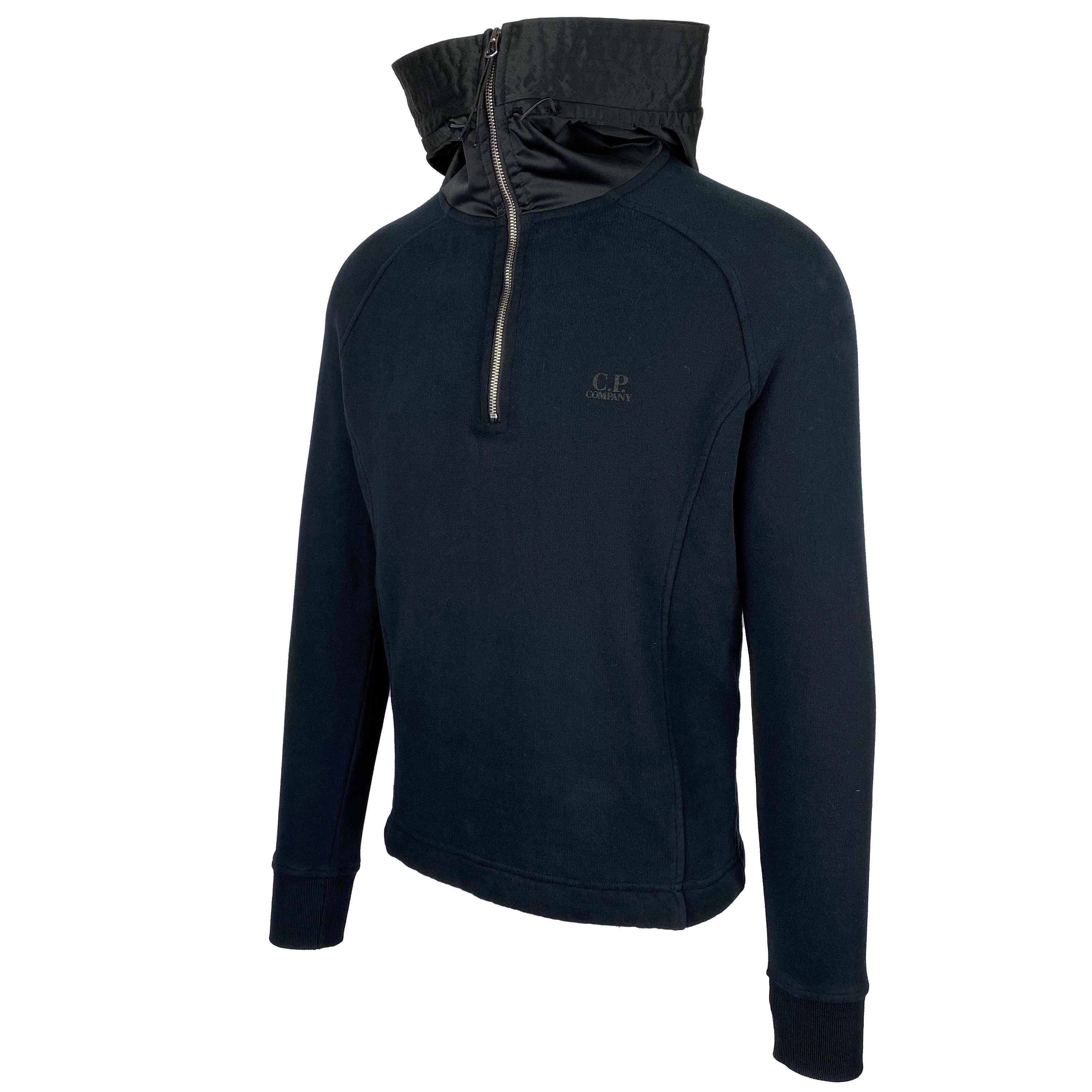 CP Company Black Zip-Up Nylon Hoodie for Men - Lightweight Water-Resistant Jacket for Outdoor Activities & Streetwear Fashion