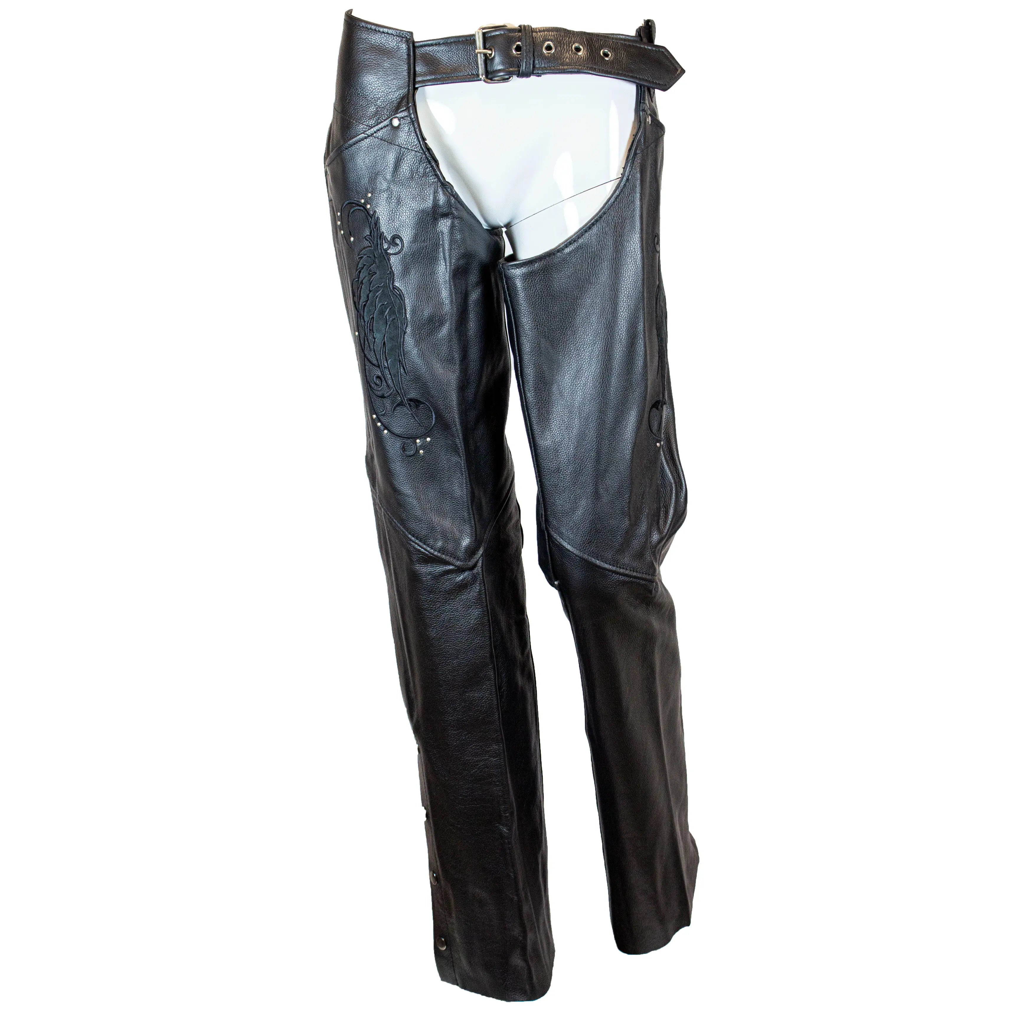BOL Open Road Women's Suede Wing Design Leather Chaps - Motorcycle Riding Gear for Bikers, Equestrian & Fashion Outfits