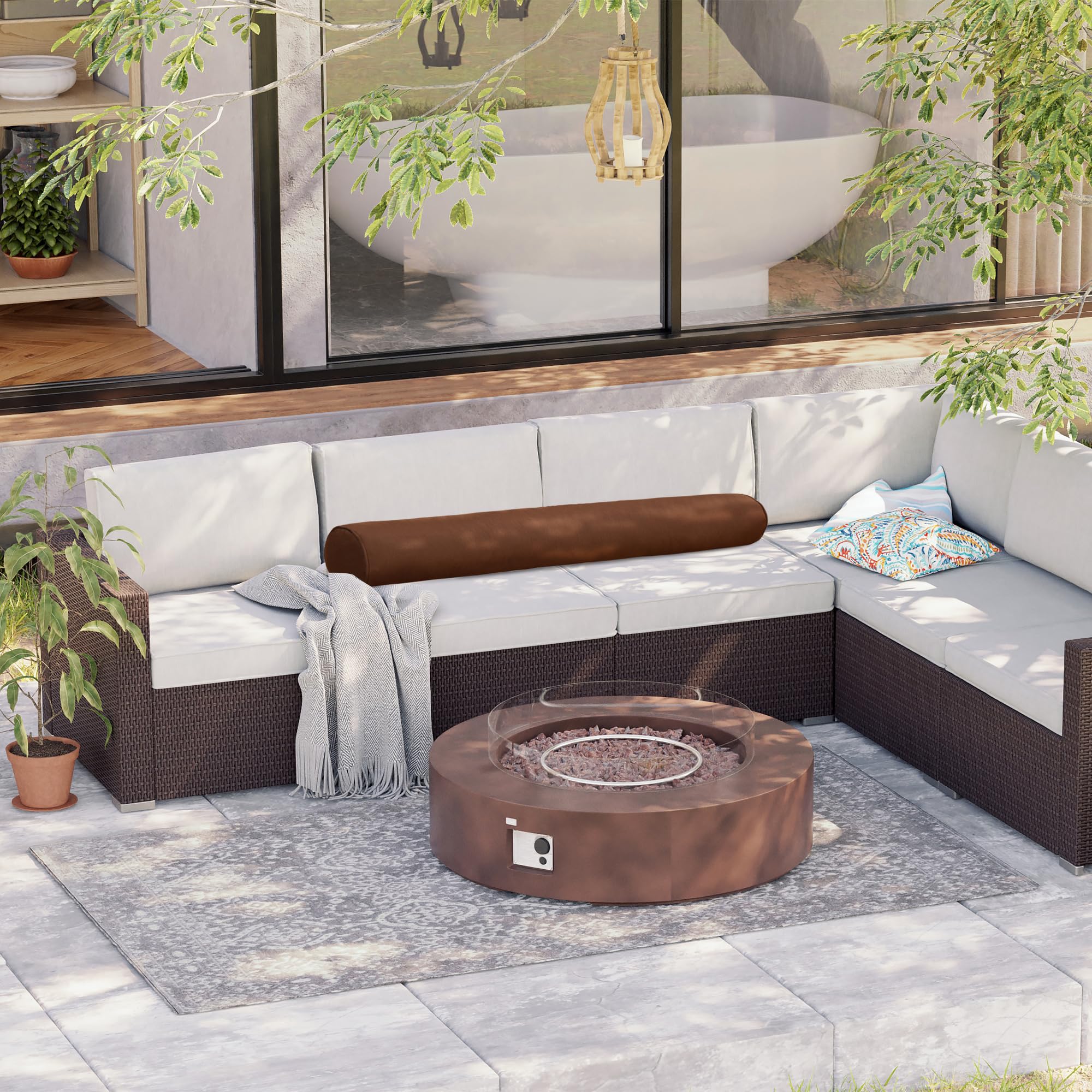 All-Weather Sunbrella Hammock Pillow with Removable Cover - Waterproof & Fade-Resistant Outdoor Cushion for Patio Furniture & Lounge Chairs (48.4x5.9 Inches, Brown) - Perfect for Backyard Relaxation, Poolside Lounging & Camping Comfort