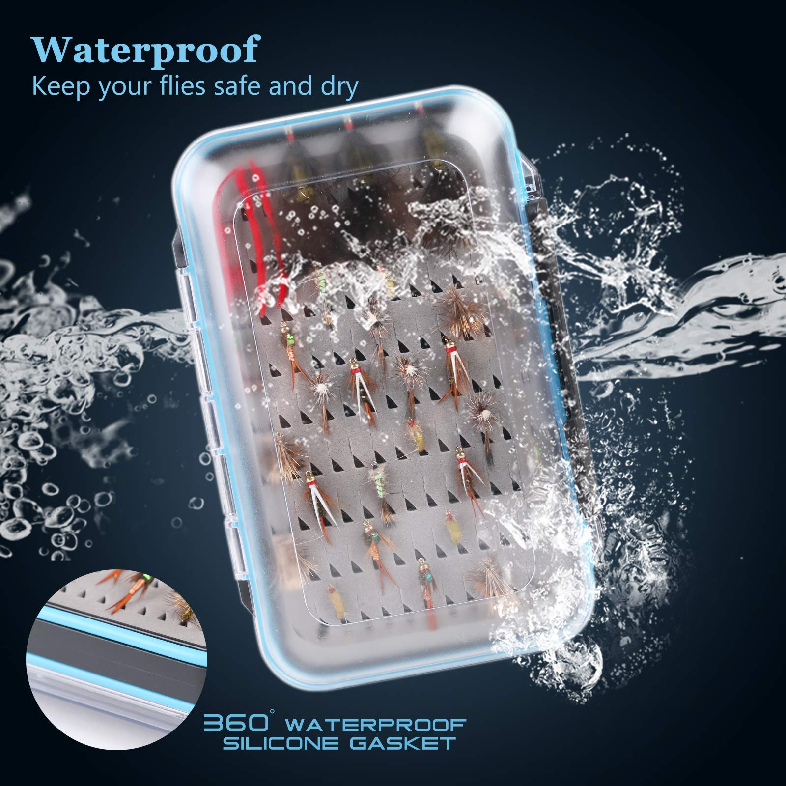Maxcatch Two-Sided Waterproof Fly Box - Durable Easy Grip Foam Jig Storage for Fly Fishing - Multiple Sizes (Small/Medium/Large) - Perfect for Trout, Bass, Salmon Fishing Trips & Outdoor Adventures