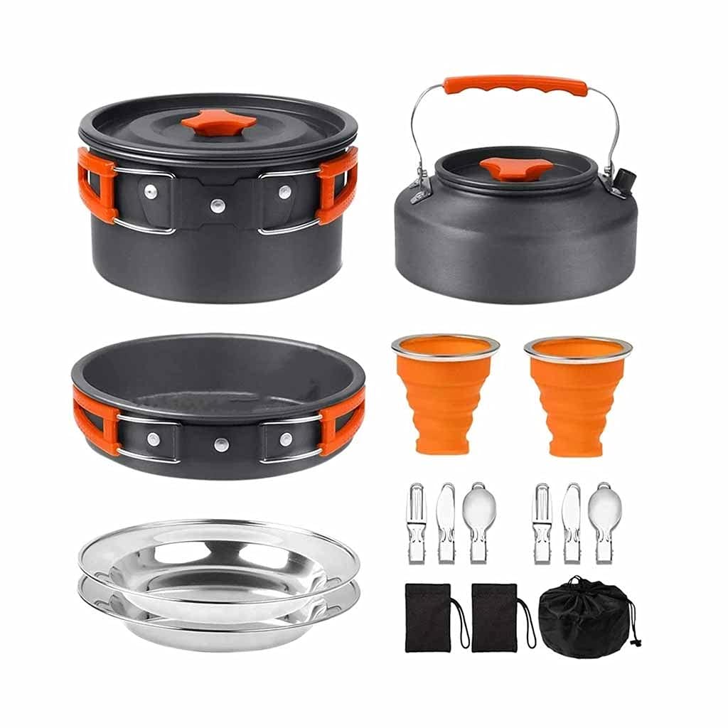 XXDZP Ultralight Camping Cookware Set - Portable Mess Kit with Kettle for Hiking, Backpacking, Picnic & Fishing | Compact Outdoor Cooking Gear for Campers & Adventurers