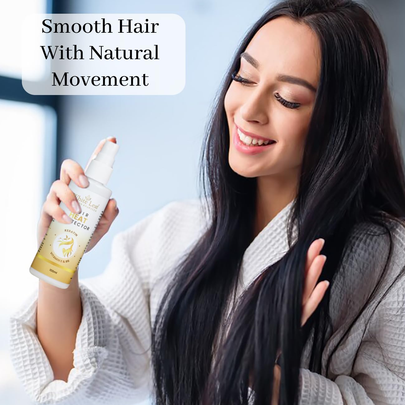 White Leaf Advanced Heat Protectant Spray for Hair Straighteners & Styling - 100ml | Sulfate-Free, Paraben-Free, SLS-Free | Prevents Heat Damage for Smooth, Shiny Hair | Perfect for Daily Styling & Salon Use