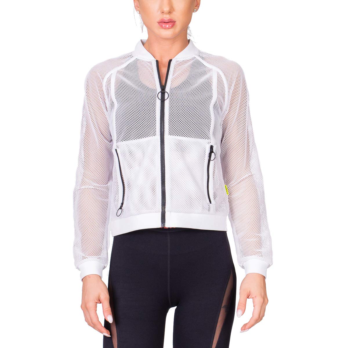 Women's Long Sleeve Mesh Workout Jacket - Breathable Zip Up Fitness Top for Running, Yoga & Gym Training - Lightweight Athletic Shirt for Outdoor Sports & Active Lifestyle