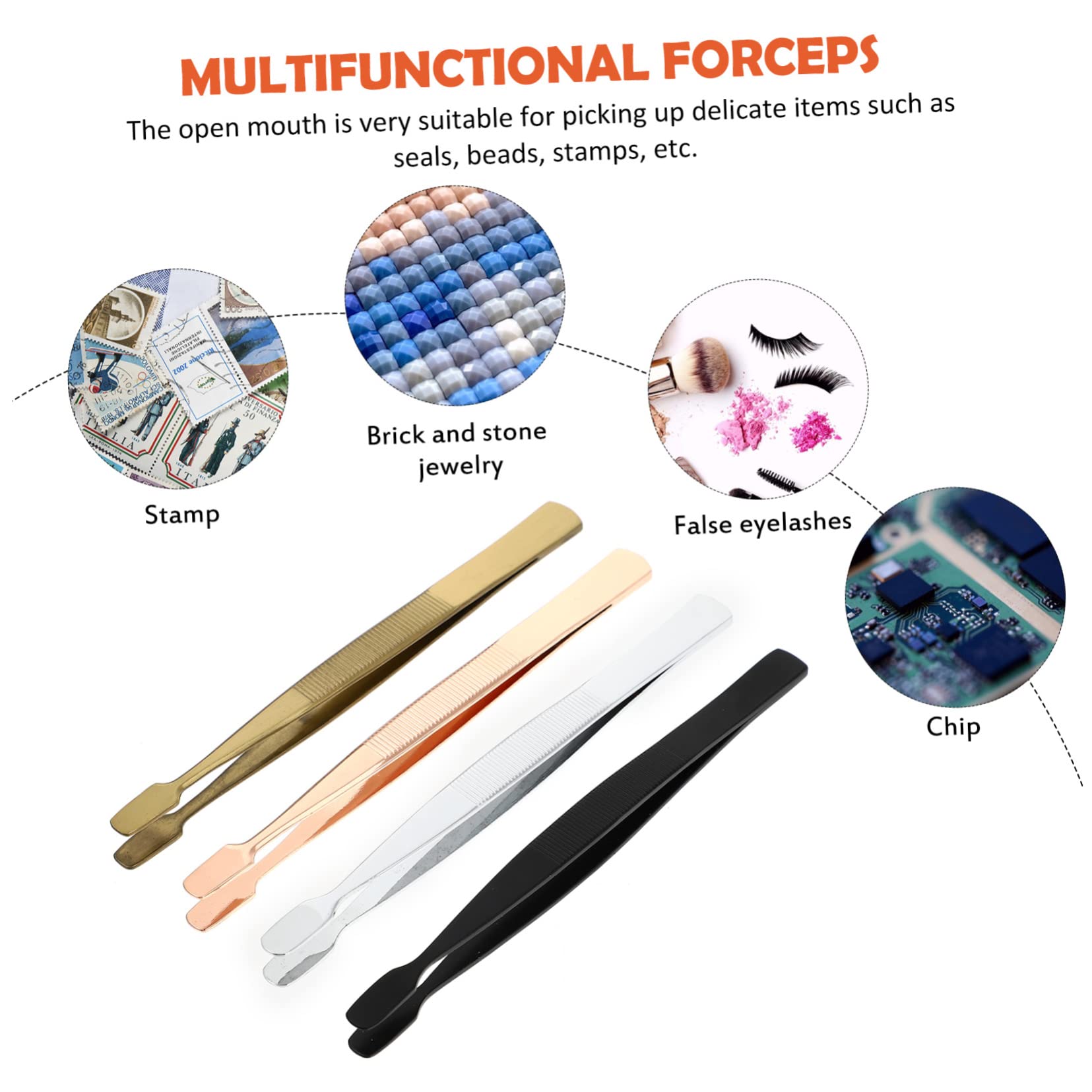 STOBOK 16-Piece Stainless Steel Stamp Collecting Tweezers Set - Round Tipped Philatelic Tweezers for Precise Handling, Letter Stamps, Soldering & Crafting | Perfect for Stamp Collectors, Jewelry Making & Electronics Repair