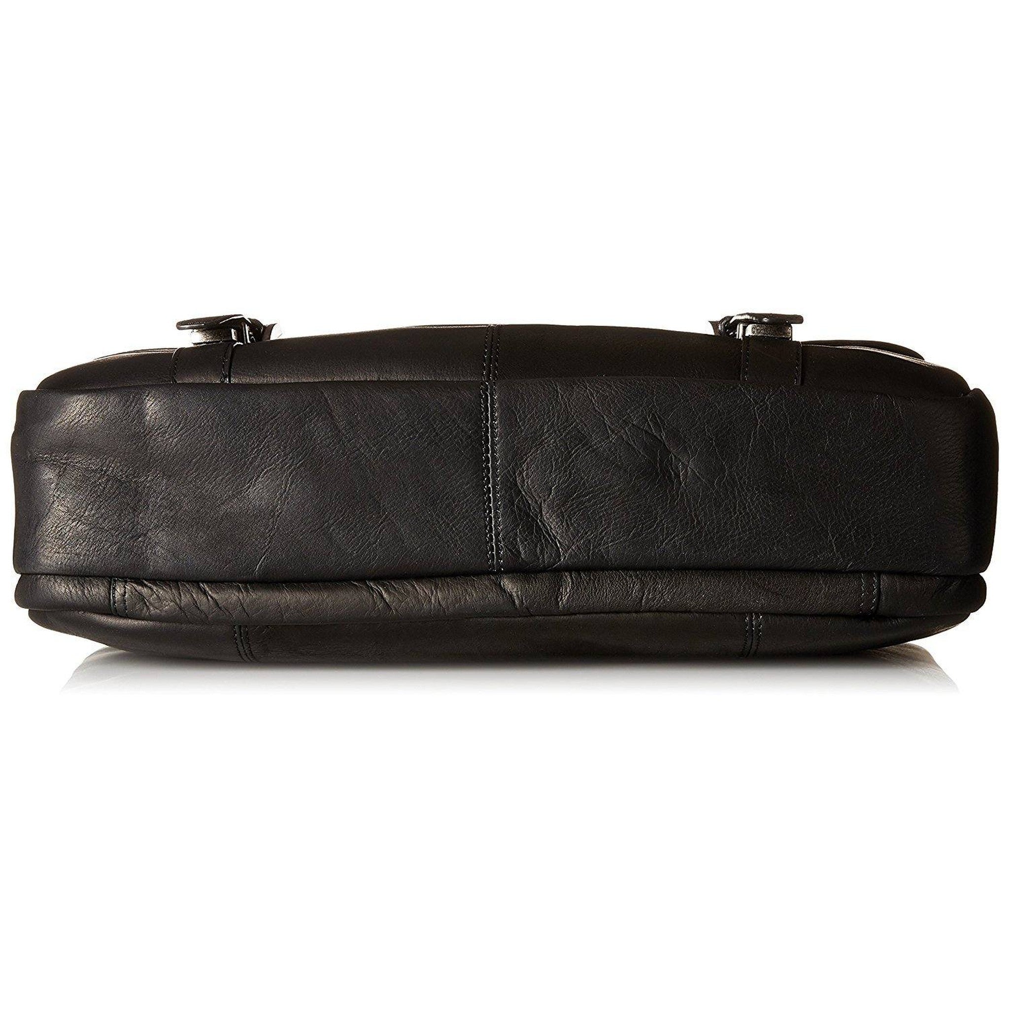 Premium Samsonite Leather Business Briefcase - Genuine Colombian Leather Flapover Laptop Case for Professionals | Ideal for Business Travel, Office Meetings & Executive Work
