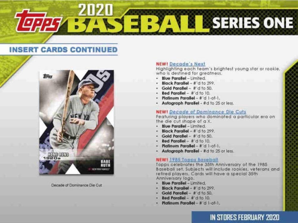 2020 Topps Series 1 Baseball Hobby Box - 24 Packs (14 Cards Each) + 1 Silver Pack & Guaranteed Auto/Relic Card - Perfect for Collectors, Fantasy Sports & Baseball Memorabilia Enthusiasts