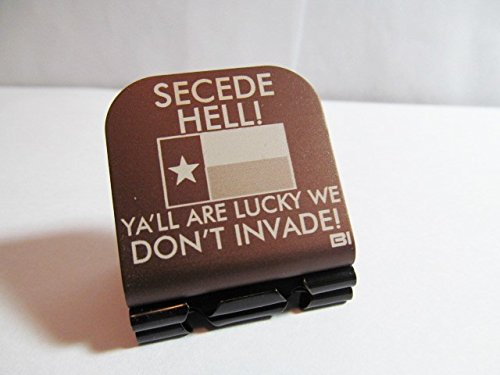 Secede Hell Texas Flag Laser Etched Hat Clip - Brown Distressed Style for Cowboy Hats, Baseball Caps & Outdoor Adventures