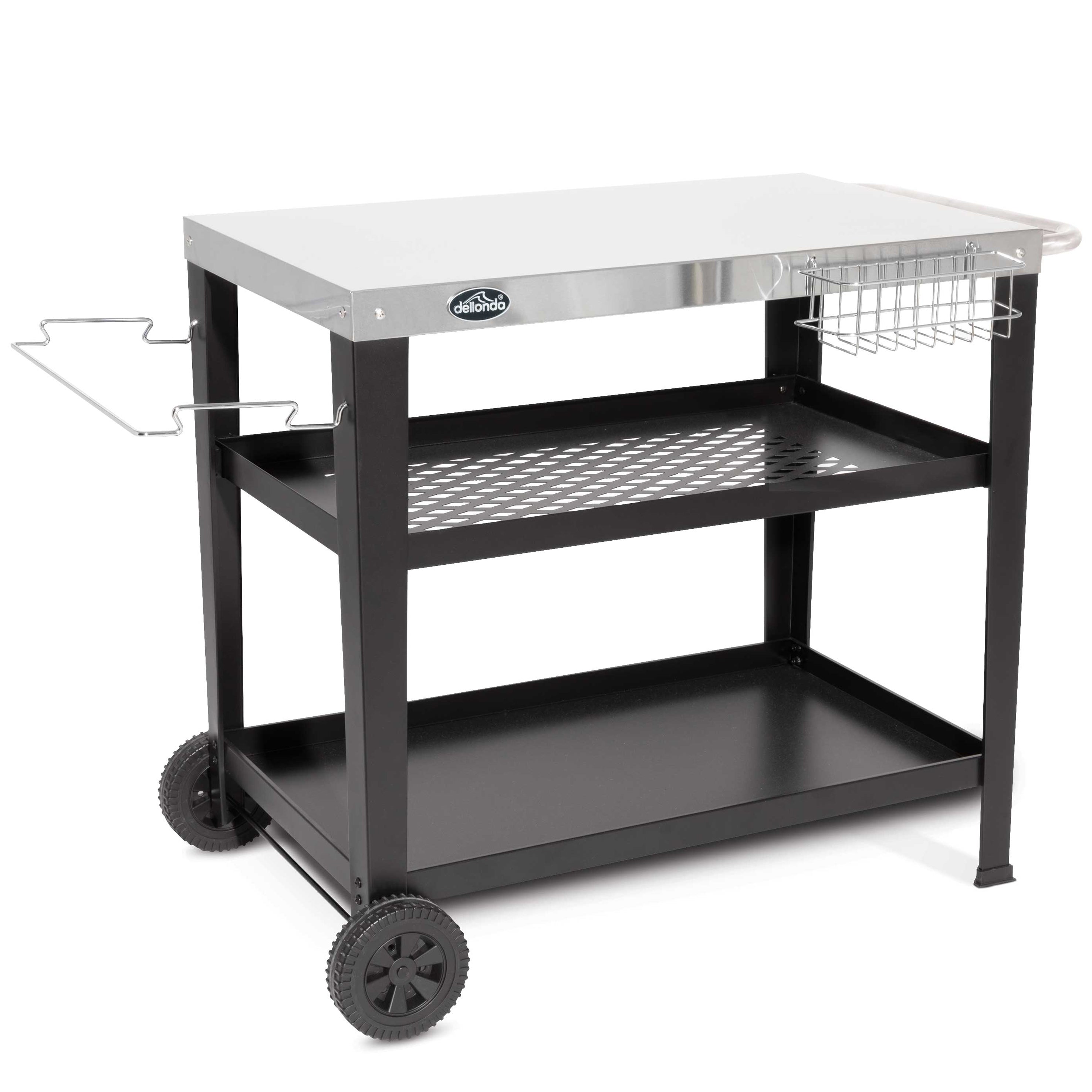 Premium Stainless Steel BBQ Grill Cart with Utensil Holder - Outdoor Cooking & Grilling Trolley for Backyard, Camping & Picnic Parties