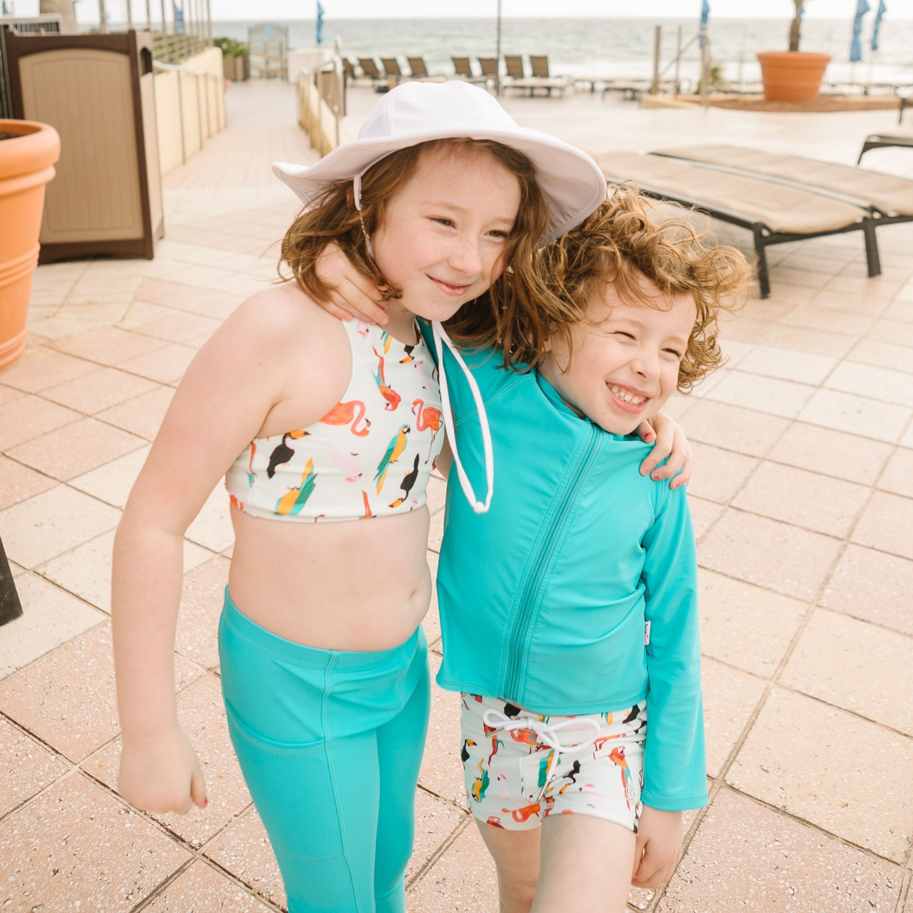 Kids Euro Swim Shorts for Boys & Girls - Tropical Bird Print Quick-Dry Swimwear | Perfect for Beach, Pool & Summer Water Activities