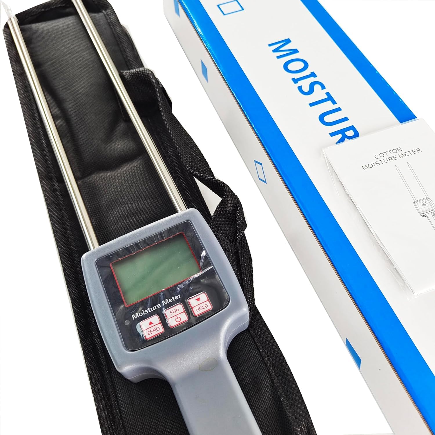 Digital Cotton Moisture Meter with LCD Display - 5% to 40% Measuring Range for Textile, Fabric & Cotton Testing - Perfect for Farmers, Textile Manufacturers & Quality Control