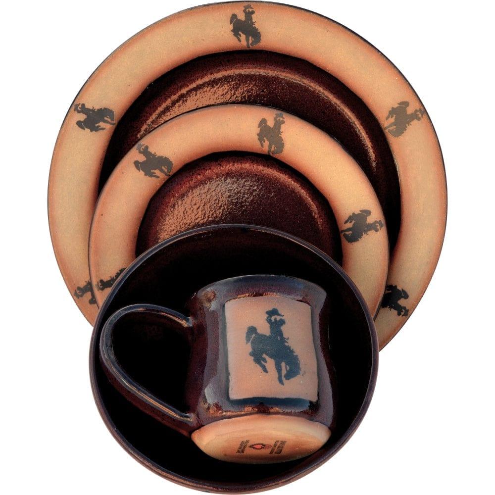 Bronc Western Dinnerware Set - Red Ceramic Plates & Bowls for Cowboy Themed Dining, BBQ, and Western Party Decor