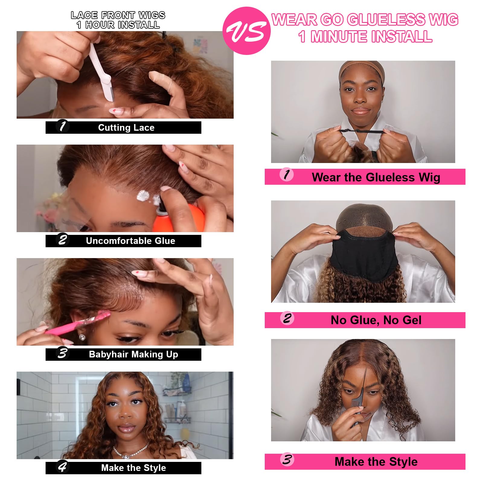 30 Inch Glueless Curly Human Hair Wigs for Women - Pre Plucked 180 Density 5x5 HD Lace Closure Wig with Highlight Ombre, No Glue Wear & Go Lace Front Wig | Perfect for Daily Wear, Parties, Cosplay & Protective Hairstyles