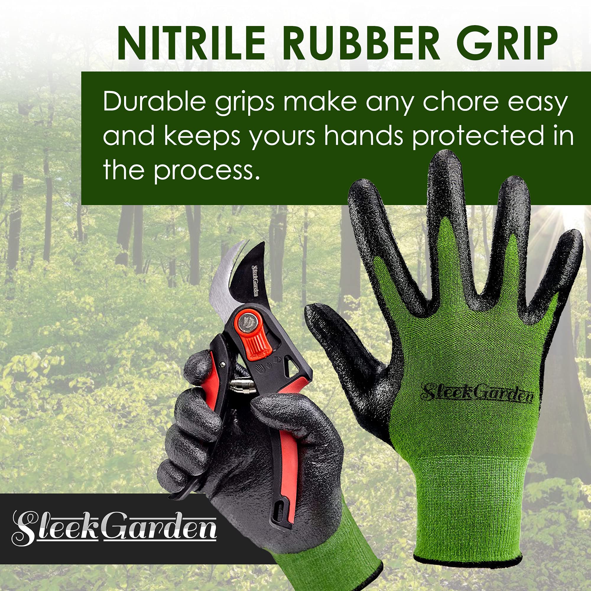 Bamboo Gardening Gloves with Ultra Grip & Nitrile Coating - Cut Resistant Work Gloves for Gardening, Fishing, Clamming, Restoration - Thin Safety Gloves (Small) - Perfect for Outdoor Activities, Yard Work & Hand Protection