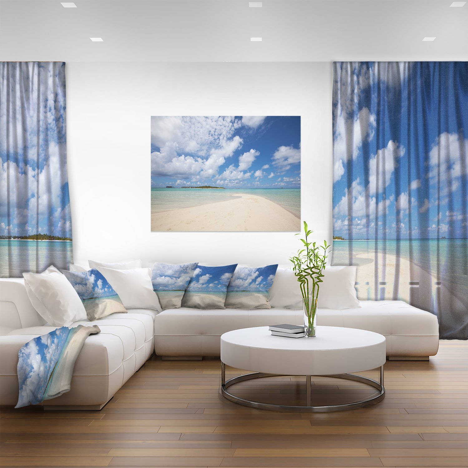 Extra Large Serene Maldives Beach Seascape Art Canvas Print - Tropical Ocean Wall Decor for Living Room, Bedroom & Office