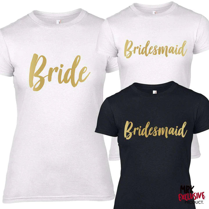 CLR Bride & Bridesmaid Matching White T-Shirts - Perfect for Wedding Parties, Bachelorette Events & Bridal Showers