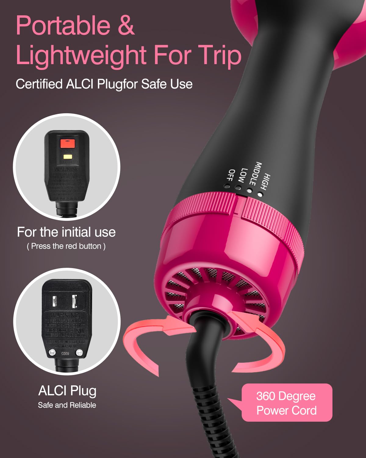 4-in-1 Ionic Hair Dryer Brush - Styler & Volumizer for Salon Blowouts at Home