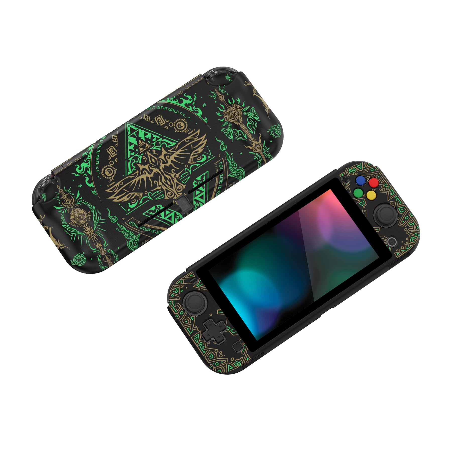 Playvital Protective Case for Nintendo Switch Lite - Shockproof Cover with Tempered Glass Screen Protector, Joycon Caps & Button Covers - Perfect for Gaming, Travel & Outdoor Use (Totem of Kingdom Design)