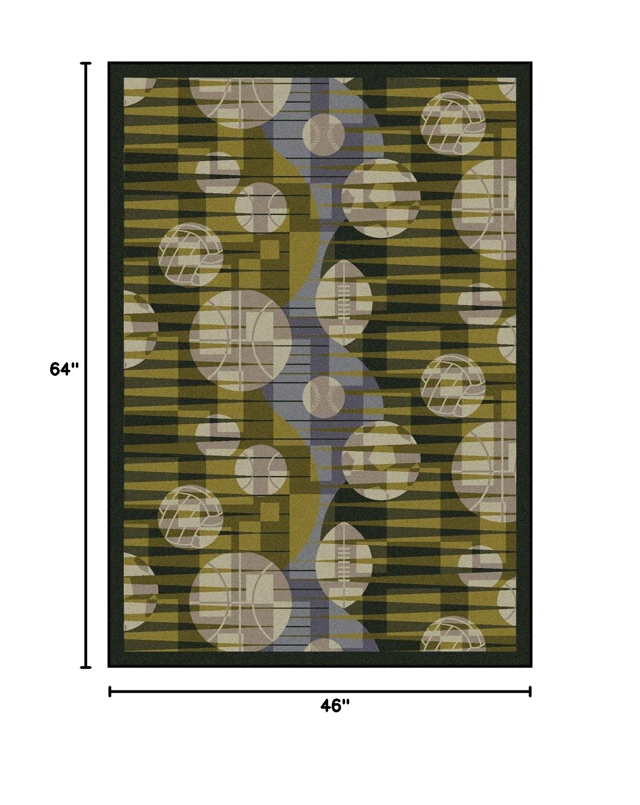 Joy Carpets Sports Fan Keeping Score Area Rug - Green - Perfect for Game Rooms, Man Caves & Sports Themed Decor