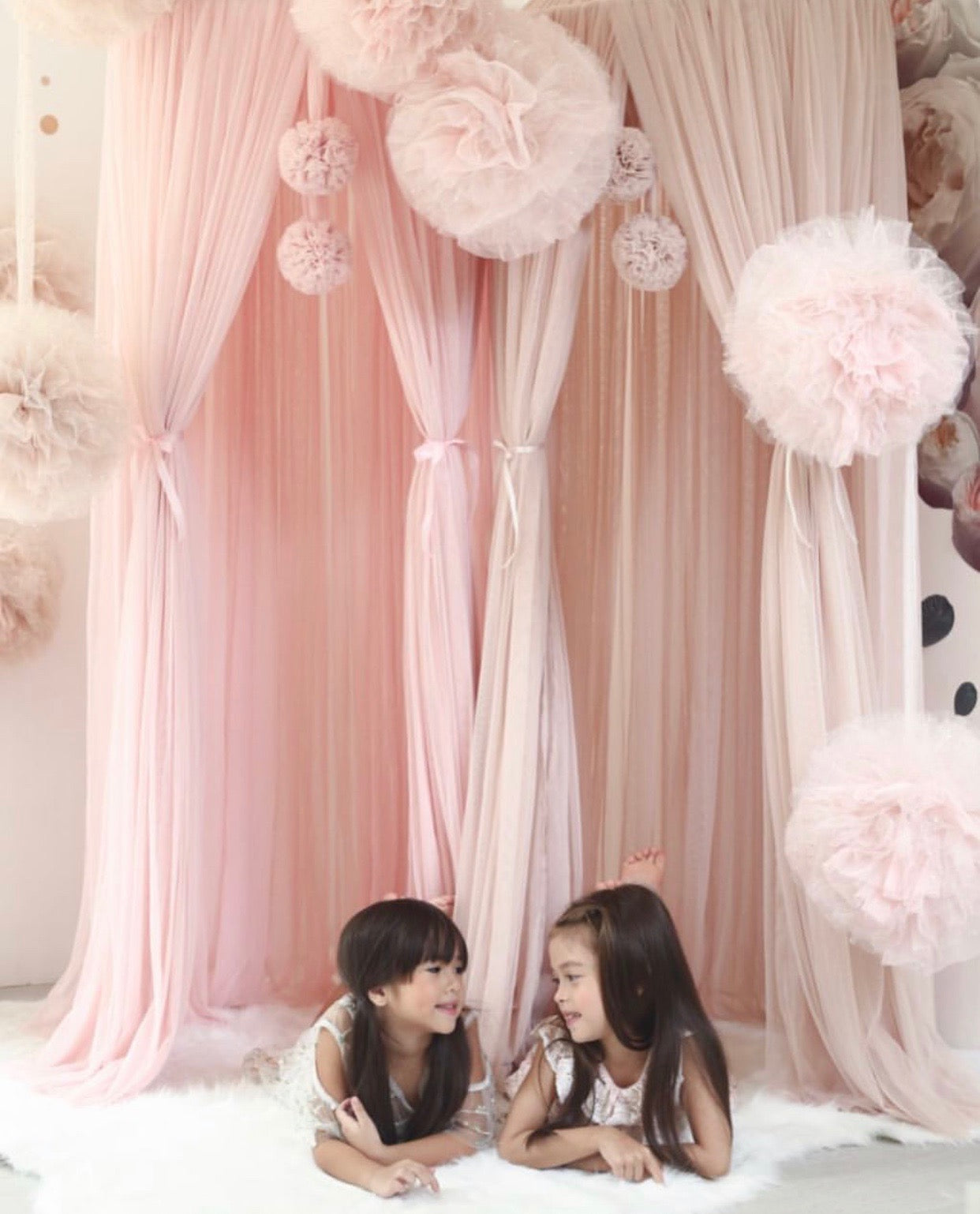 Elegant Champagne Wedding Canopy with Gold Crown & Pom Poms - Perfect for Bridal Showers, Weddings & Special Events