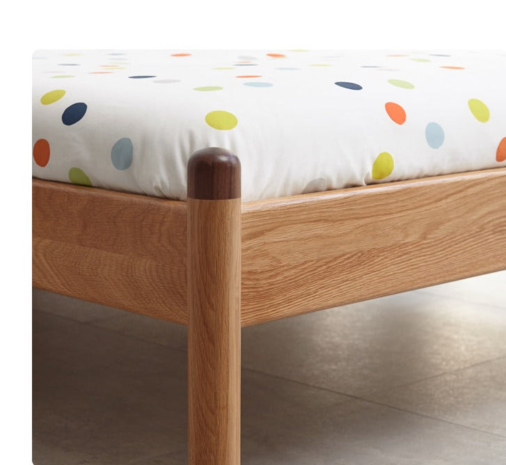 Solid Oak Wood Kids Bed - Sturdy & Safe Children's Bedroom Furniture for Toddlers & Teens - Perfect for Bedrooms, Daycare, and Guest Rooms