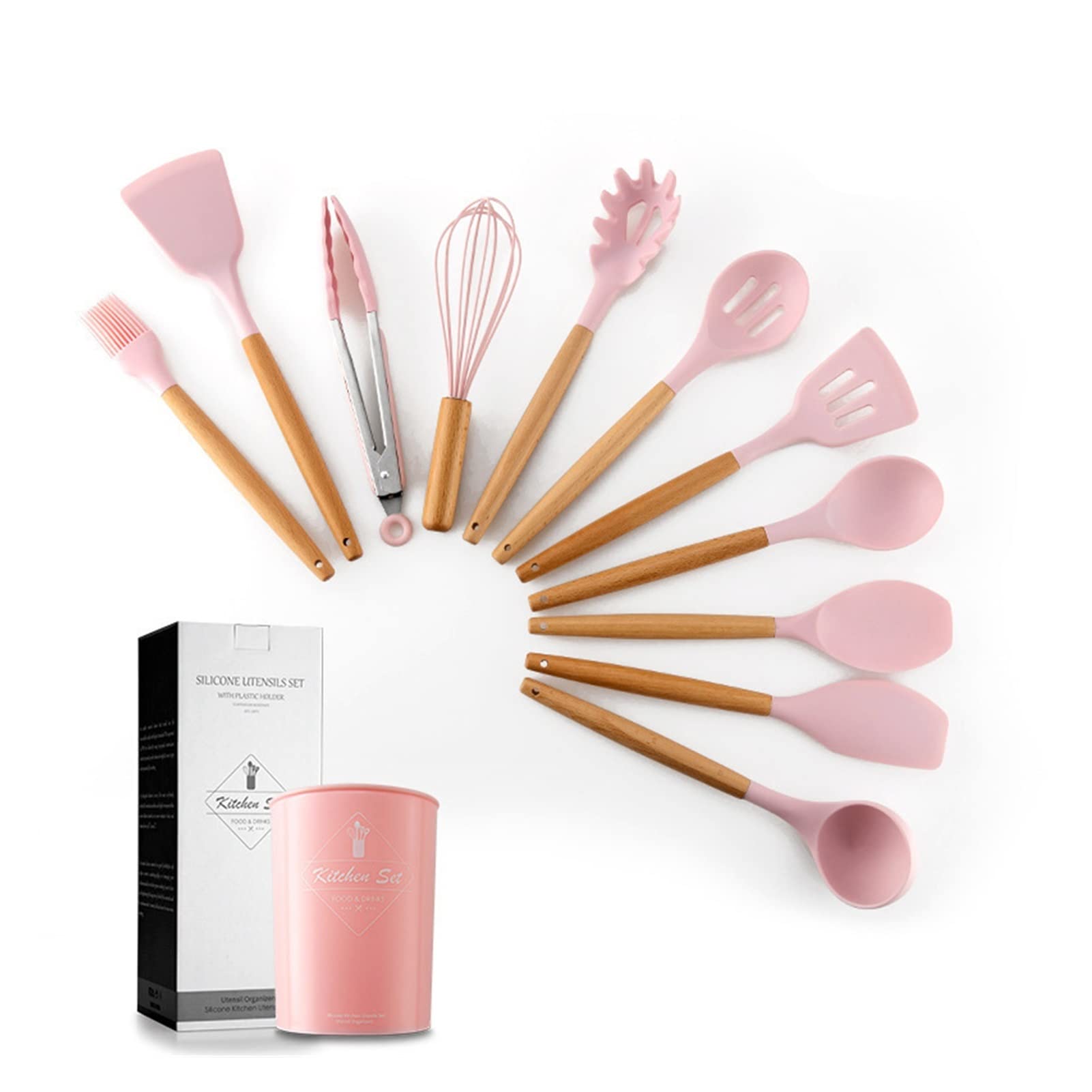 Premium Silicone Kitchen Utensils Set - 6-Piece Heat Resistant Non-Stick Cooking Tools with Ergonomic Handles (Pink) - Perfect for Baking, Frying, Sauteing & Everyday Cooking