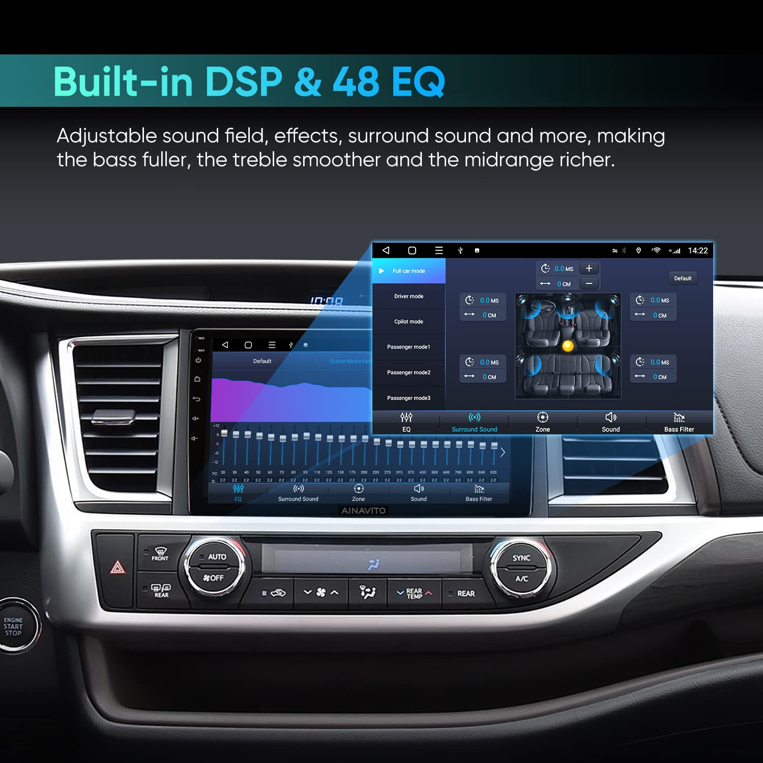 2015-2019 Toyota Highlander Car Stereo with Wireless Apple CarPlay & Android Auto - Plug & Play, Steering Wheel Control, 5G WiFi, Bluetooth 5.0, GPS Navigation - Perfect for Road Trips & Daily Commutes