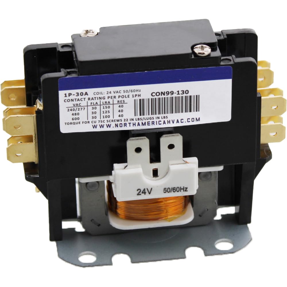 ClimaTek 30 Amp Single Pole Condenser Contactor Replacement - Compatible with Comfort Maker HVAC Units for Home & Commercial Cooling Systems