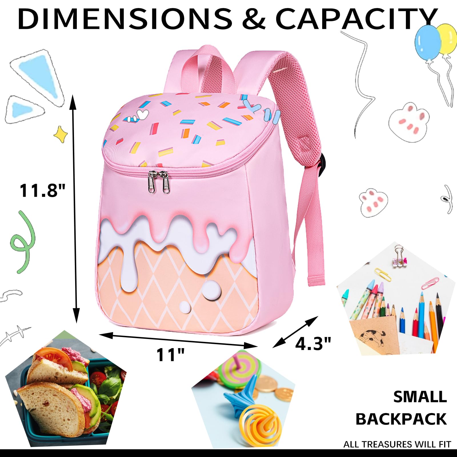 Bluboon Cute 3D Toddler Backpack for Girls - Lightweight Preschool Bookbag for Kids, Durable School Backpack for Daycare, Travel & Outdoor Activities