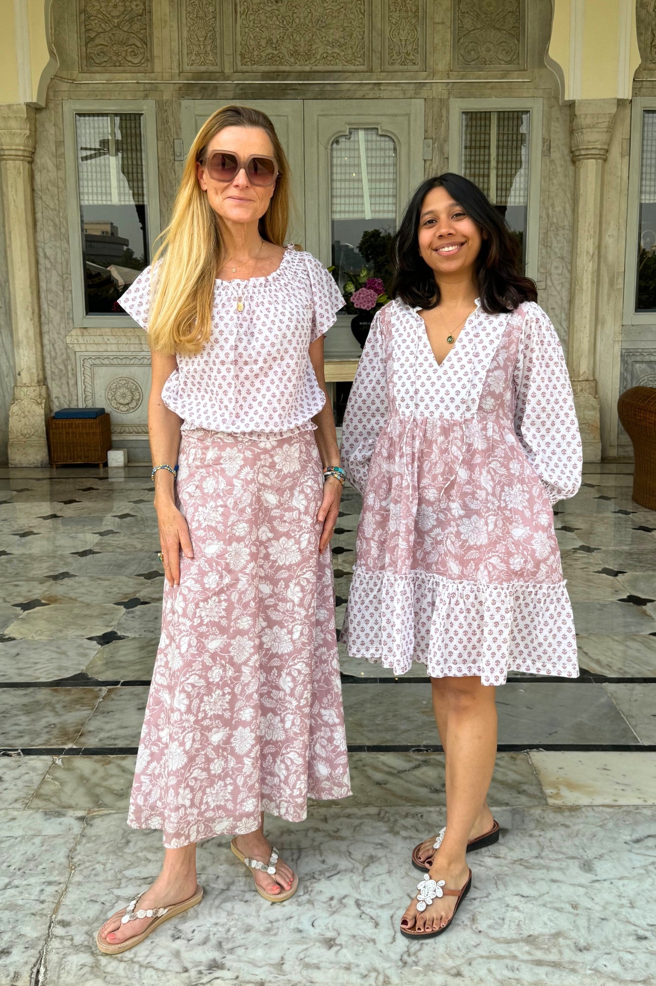 Neve Skirt - Blossom Dusty Pink & White Floral Midi Skirt for Women | Perfect for Spring, Summer, Weddings & Date Nights