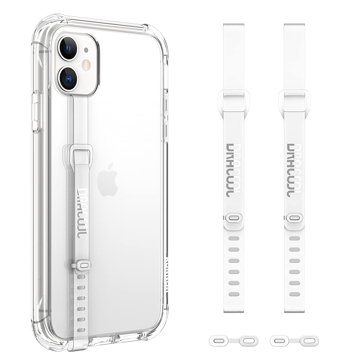 Dracool 2-Pack Silicone Phone Strap Grip Holder - Elastic Finger Loop Band for Secure Phone Grip - Universal Fit for iPhone, Samsung Galaxy & Most Smartphone Cases (Transparent) - Perfect for Gym, Running, Commuting & Everyday Use