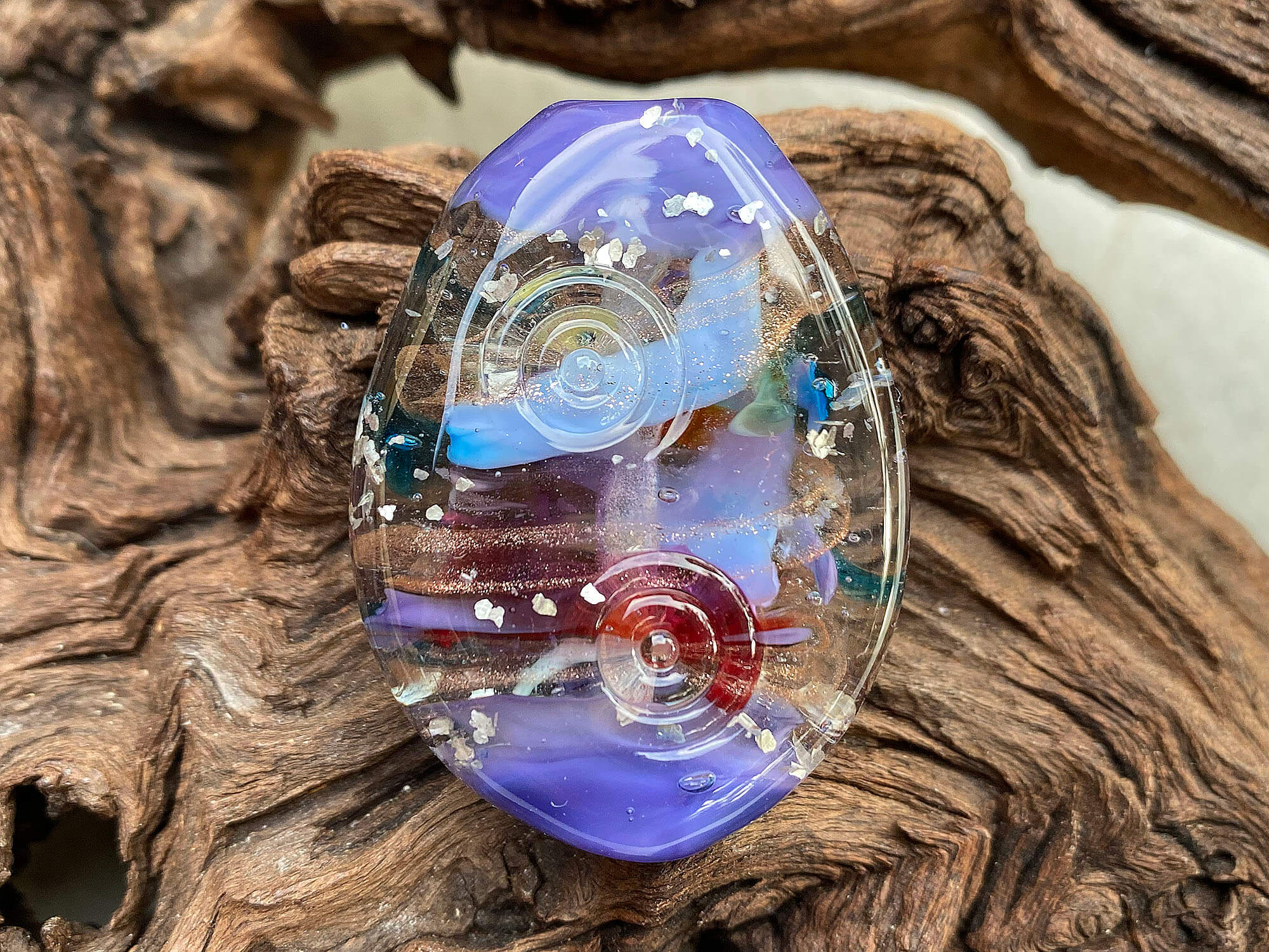 Handmade Serendipity Purple Lampwork Glass Focal Bead - Unique Artisan Jewelry Making Supply for Necklaces & Bracelets (SRA Certified)