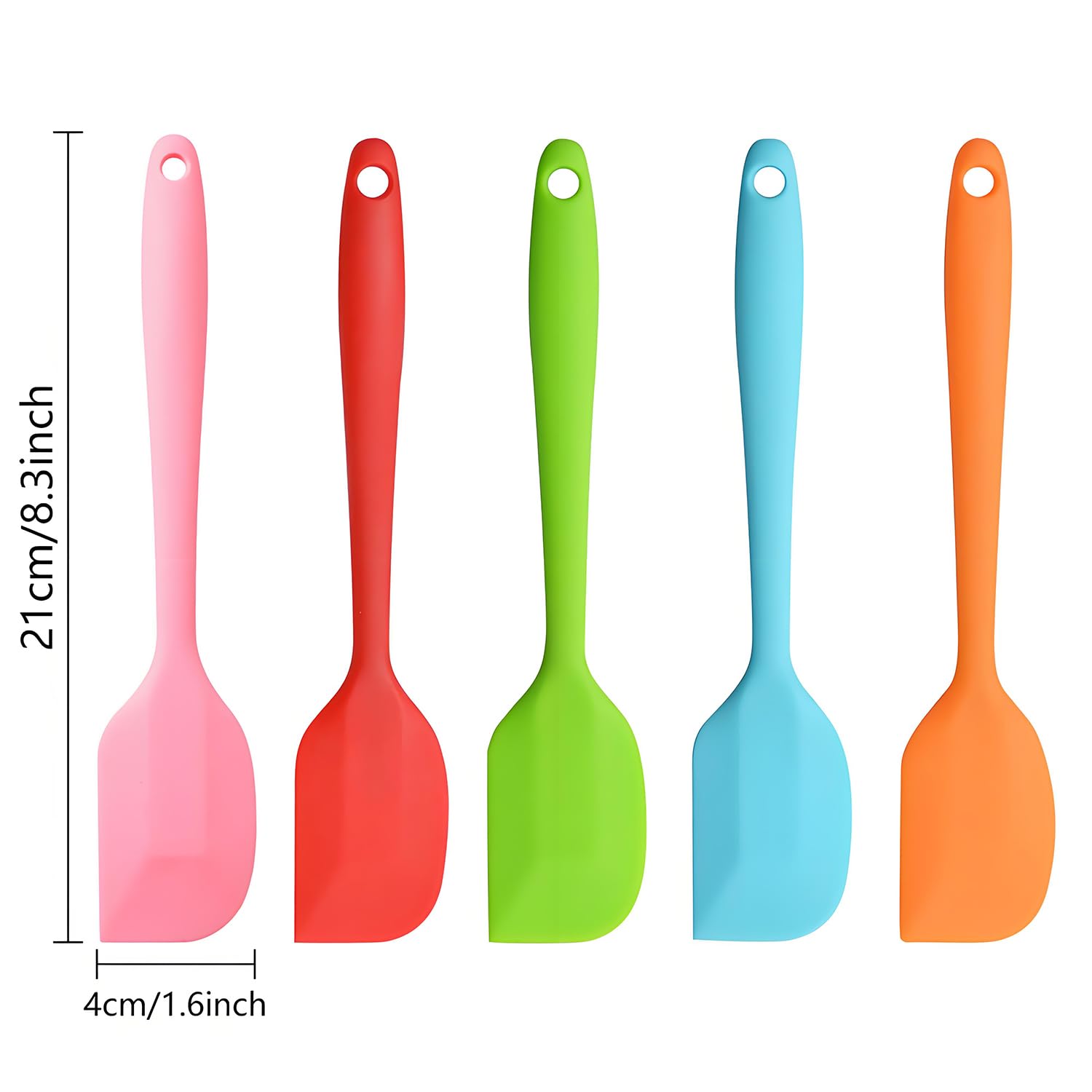 5-Piece Heat-Resistant Silicone Spatula Set - Non-Stick Rubber Scraper for Baking, Cooking, Cake Decorating & Dessert Making - Perfect for Mixing, Spreading Butter, Cream & Frosting in Kitchen