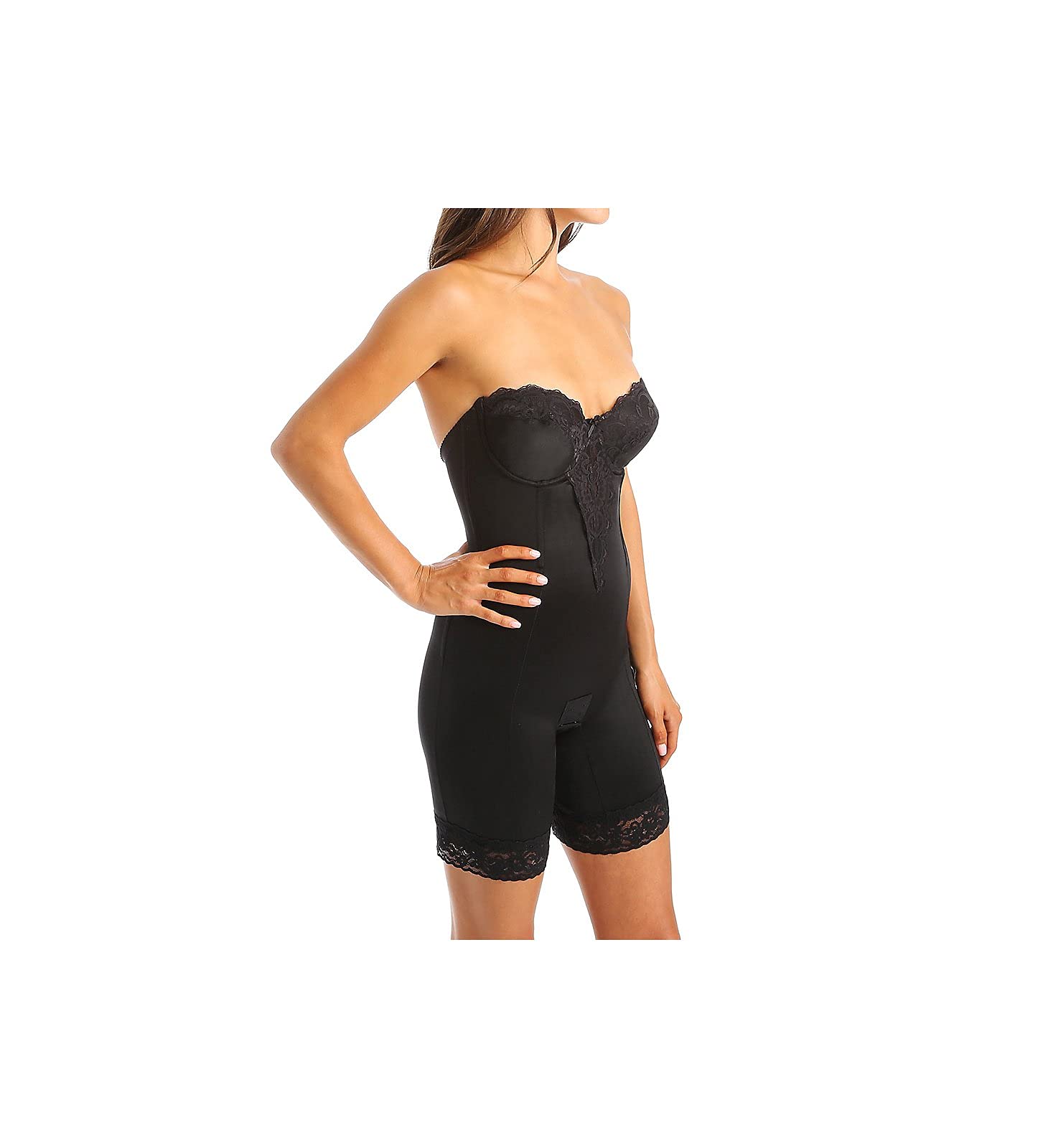 Women's 1294 Strapless Low Back Long Leg Bodysuit - Seamless Shapewear for Wedding Dresses & Formal Wear, Tummy Control & Butt Lifting Underwear for Special Occasions