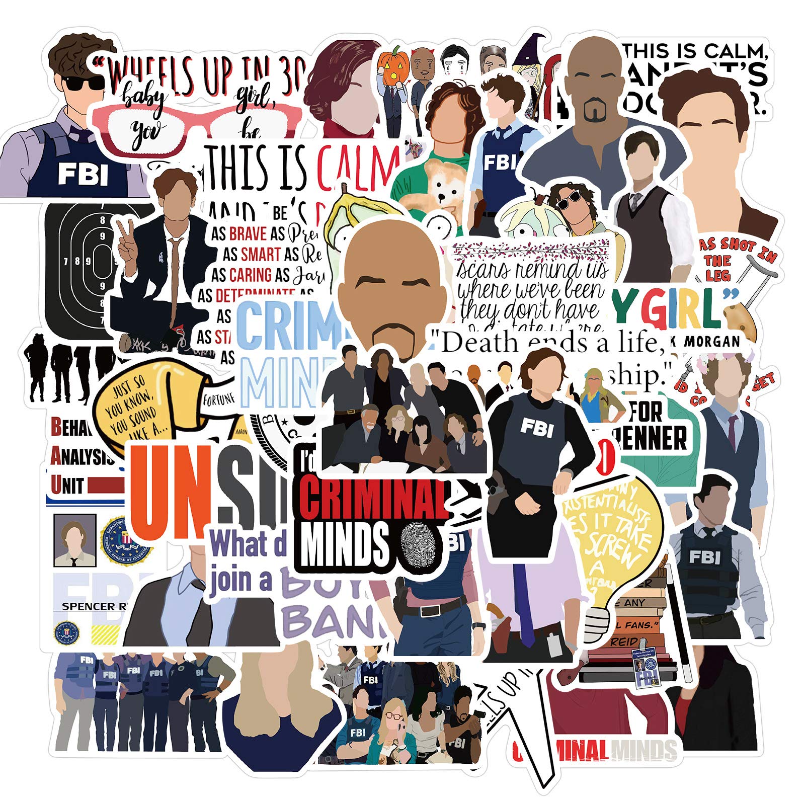 50 Pcs Criminal Minds Stickers - Waterproof, Aesthetic Vinyl Decals for Water Bottles, Laptops, Motorcycles & More | Trendy Stickers for Teens, Boys & Girls | Perfect for School, Travel, Music Instruments & Outdoor Gear