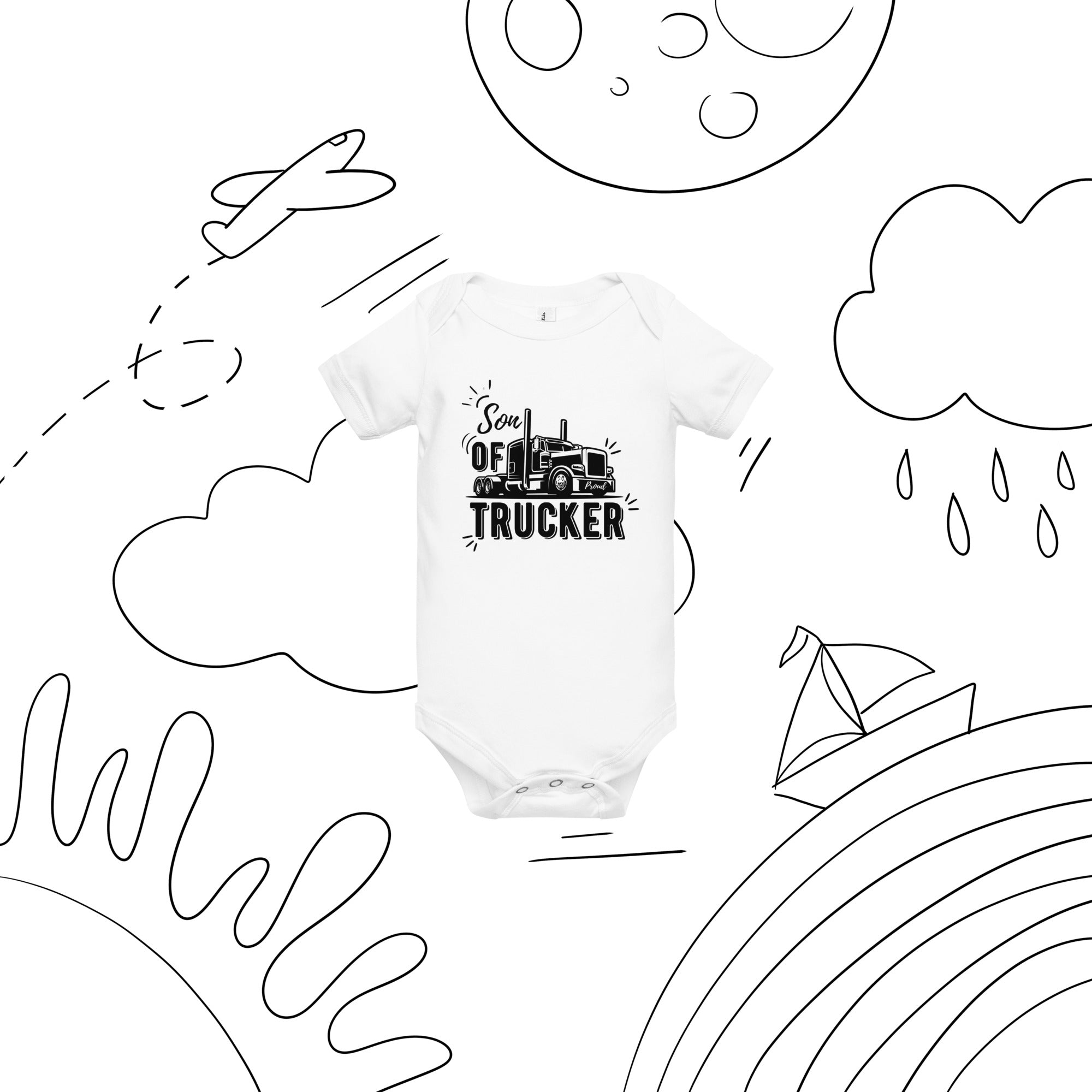 Son Of Trucker Baby Onesies - Cute & Comfortable Trucker-Themed Bodysuits for Infants & Toddlers - Perfect for Playtime, Family Outings & Photo Shoots