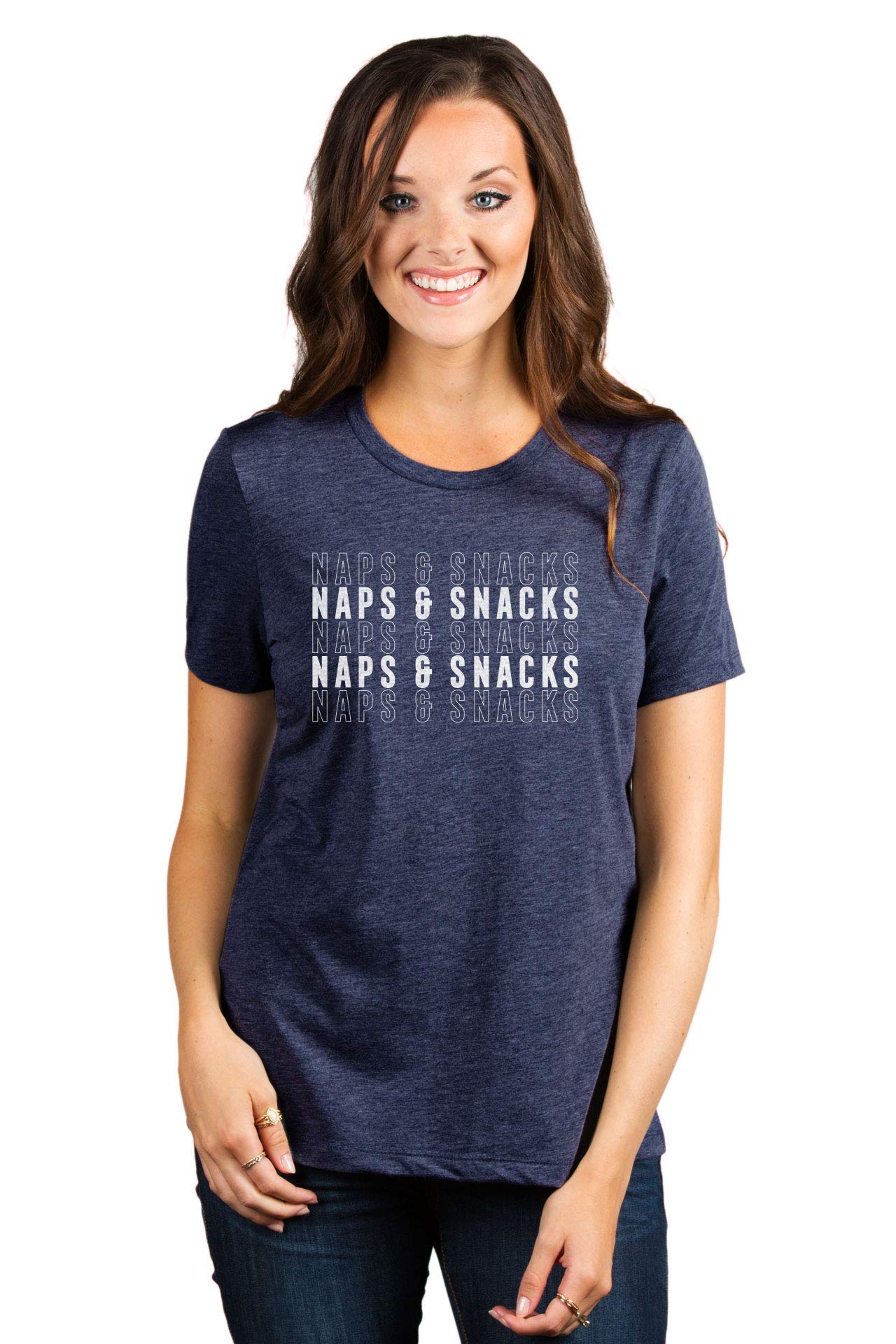 Thread Tank Naps and Snacks Women's Casual Relaxed Fit T-Shirt - Comfortable Cotton Tee for Lounge, Sleepwear & Everyday Wear