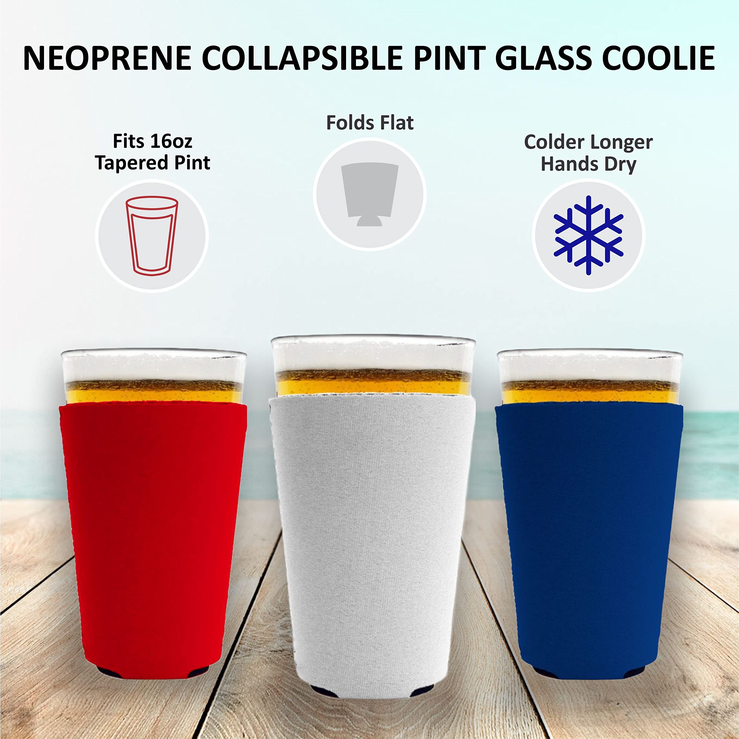 Neoprene Pint Glass Coozie (1 Pack, Red) - Insulated Beer Sleeve for Keeping Drinks Cold at BBQs, Parties & Outdoor Events