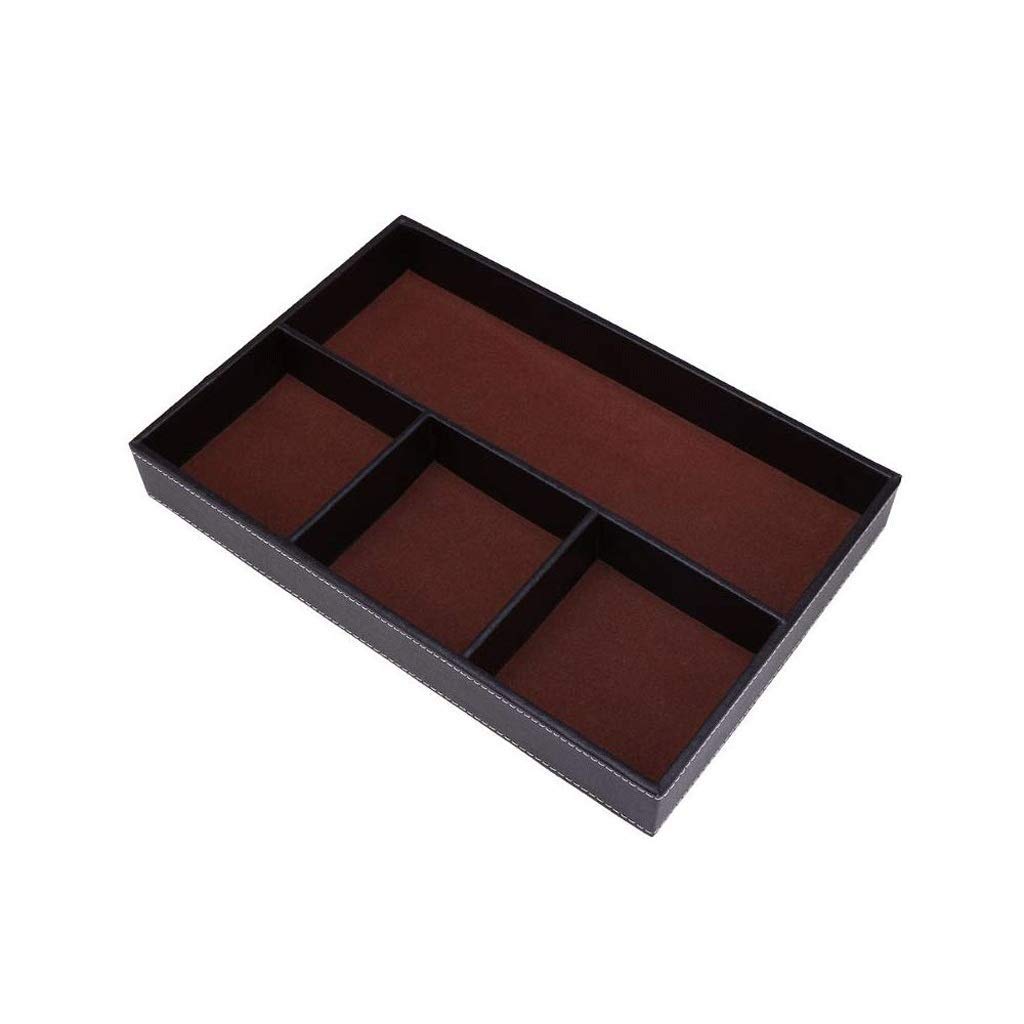 Premium Leather Valet Tray - Jewelry Organizer & Desktop Storage Tray for Men - Key, Wallet, Watch, Coin and Phone Holder - Perfect for Bedside, Dresser or Office Organization