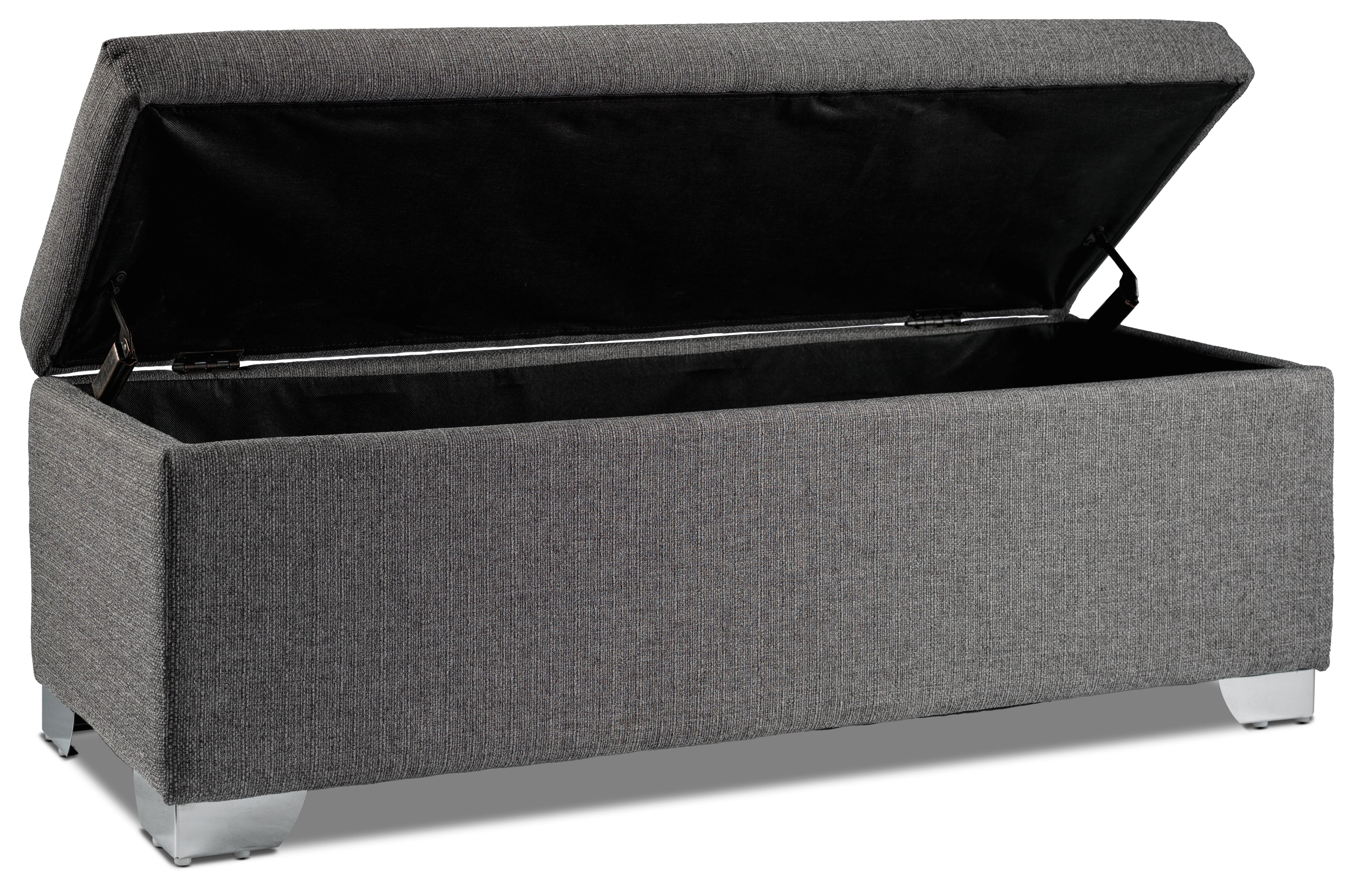 Amelio Ottoman Dark Grey - Modern Storage Footrest Pouf for Living Room, Bedroom, or Office - Soft and Durable Fabric with Hidden Storage Compartment